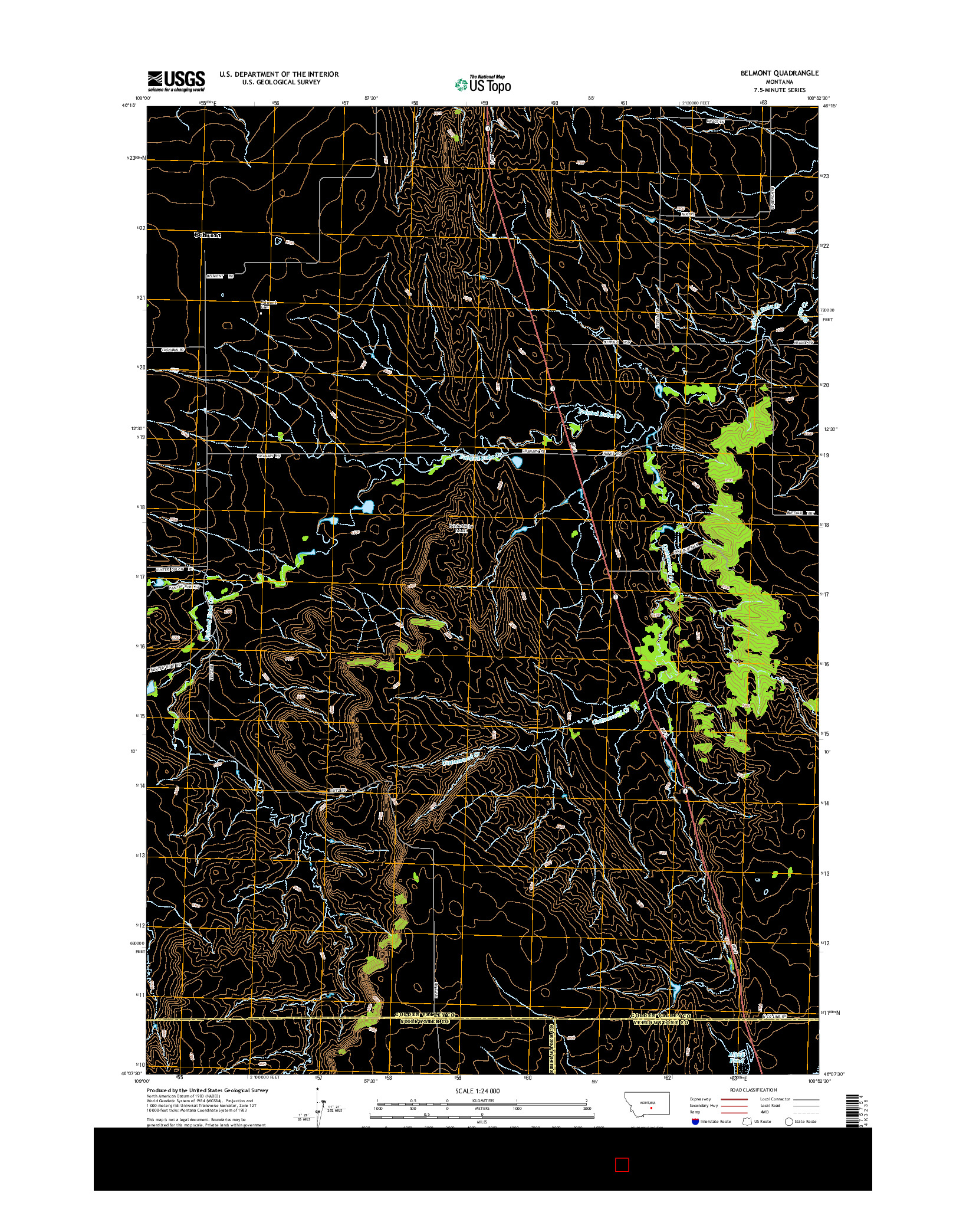 USGS US TOPO 7.5-MINUTE MAP FOR BELMONT, MT 2014