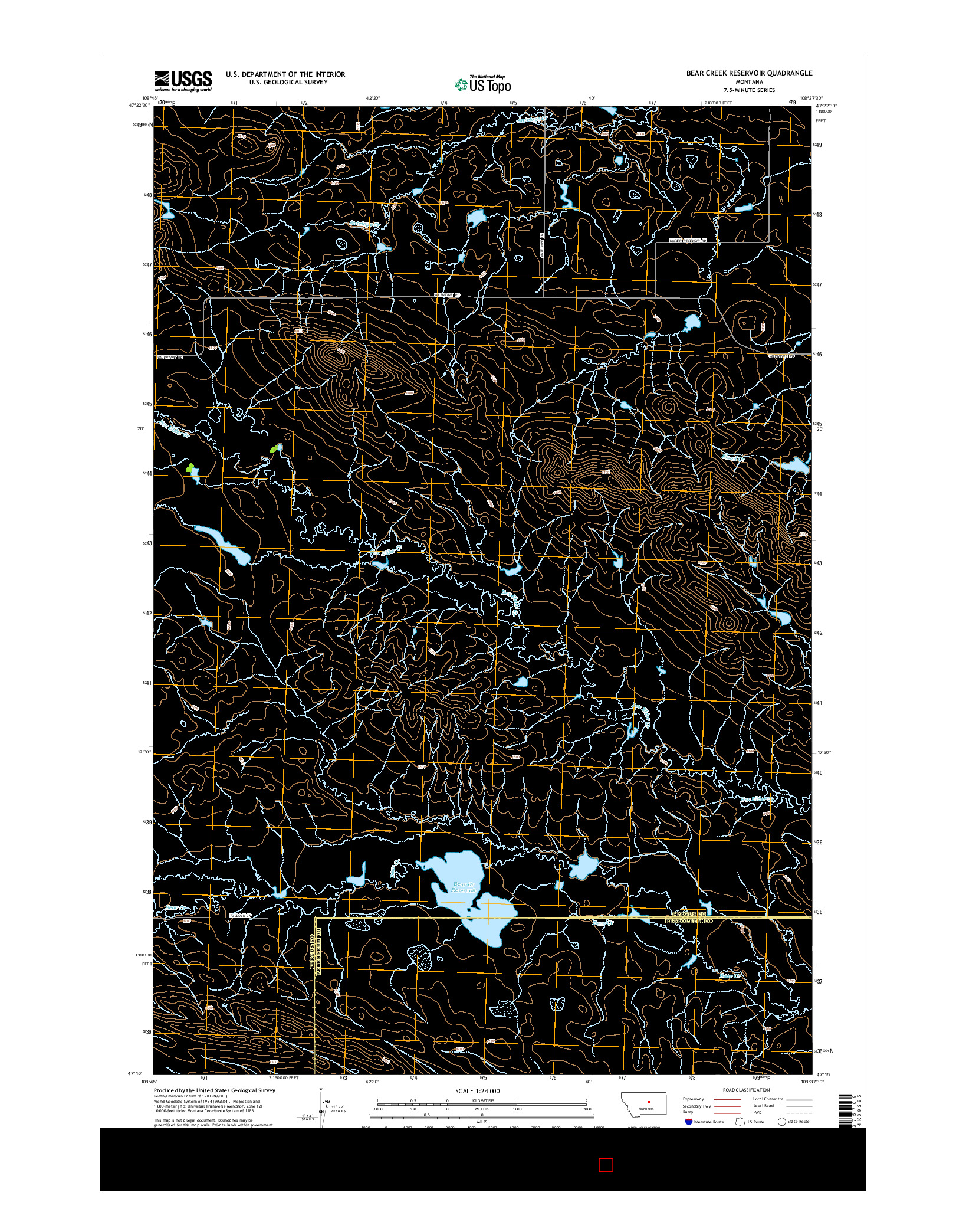 USGS US TOPO 7.5-MINUTE MAP FOR BEAR CREEK RESERVOIR, MT 2014