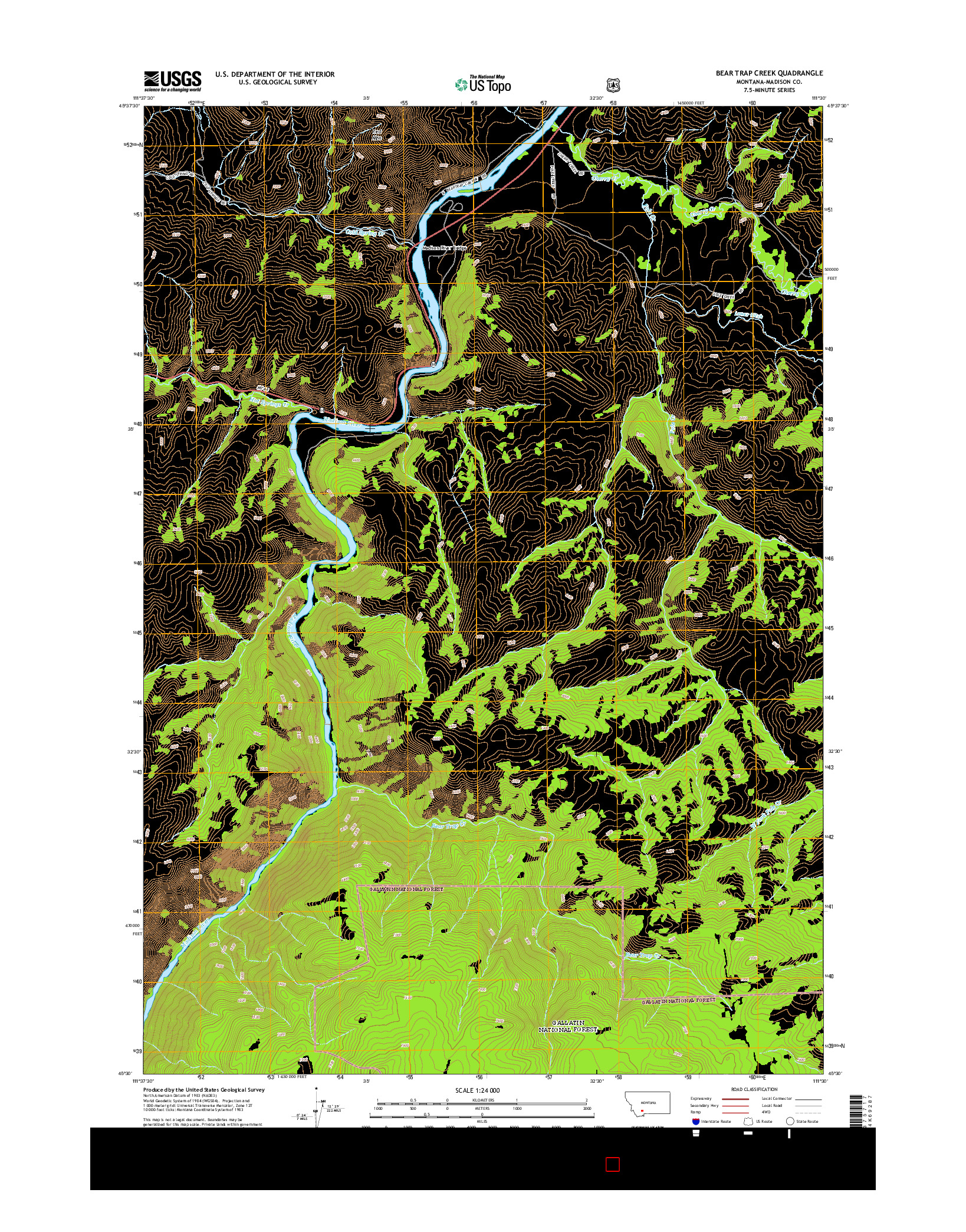 USGS US TOPO 7.5-MINUTE MAP FOR BEAR TRAP CREEK, MT 2014