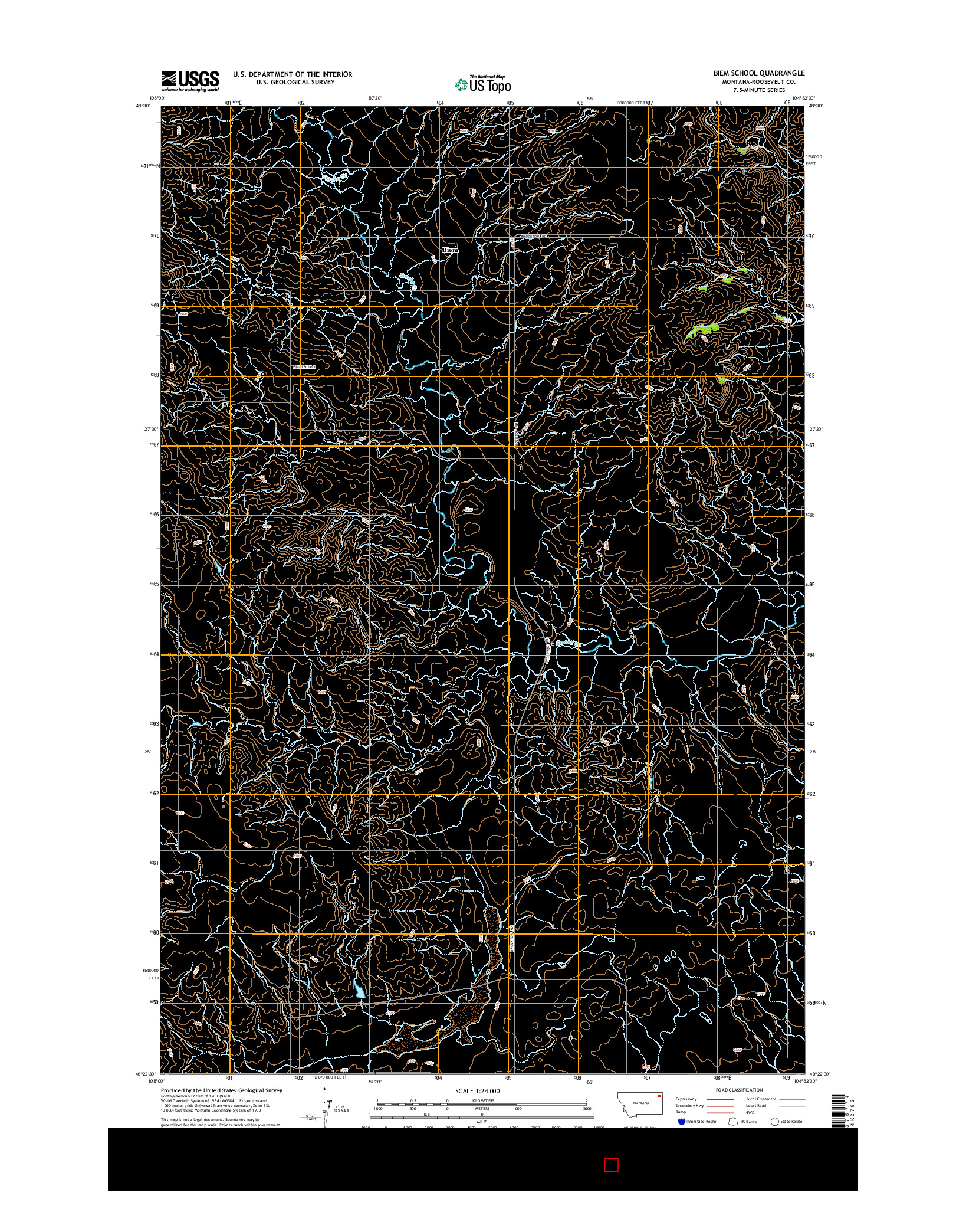 USGS US TOPO 7.5-MINUTE MAP FOR BIEM SCHOOL, MT 2014