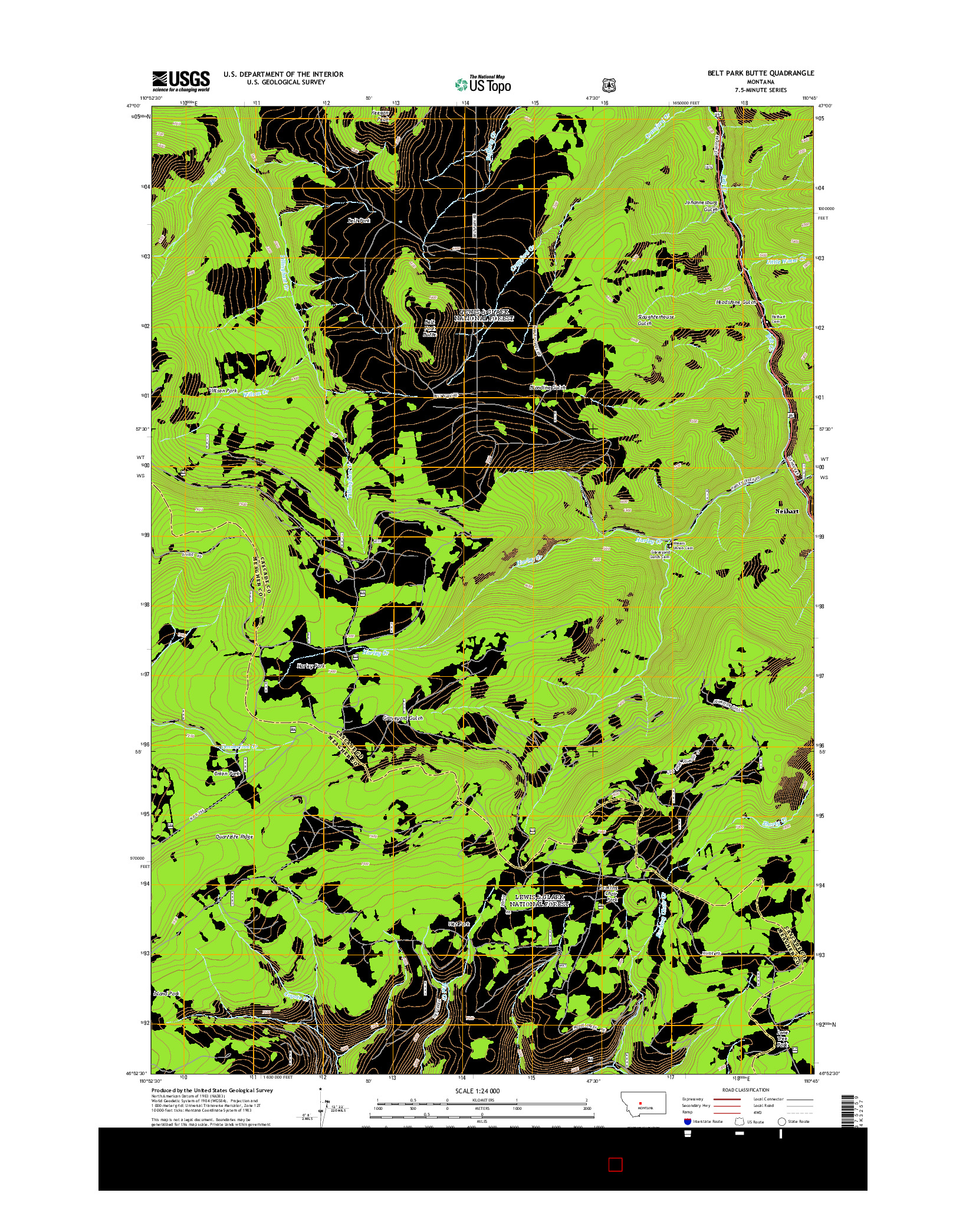 USGS US TOPO 7.5-MINUTE MAP FOR BELT PARK BUTTE, MT 2014