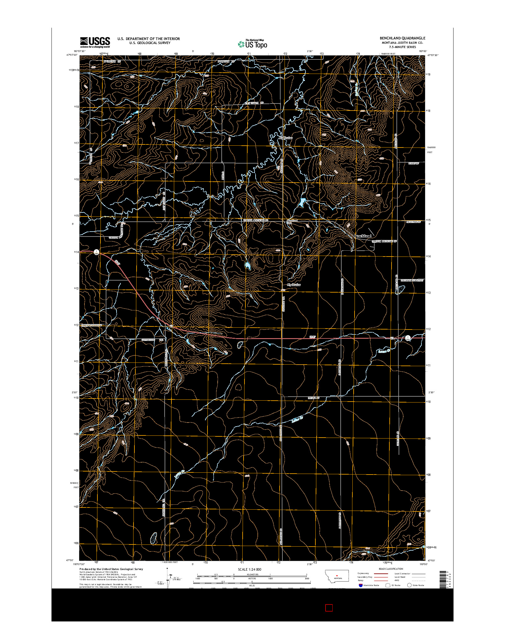USGS US TOPO 7.5-MINUTE MAP FOR BENCHLAND, MT 2014