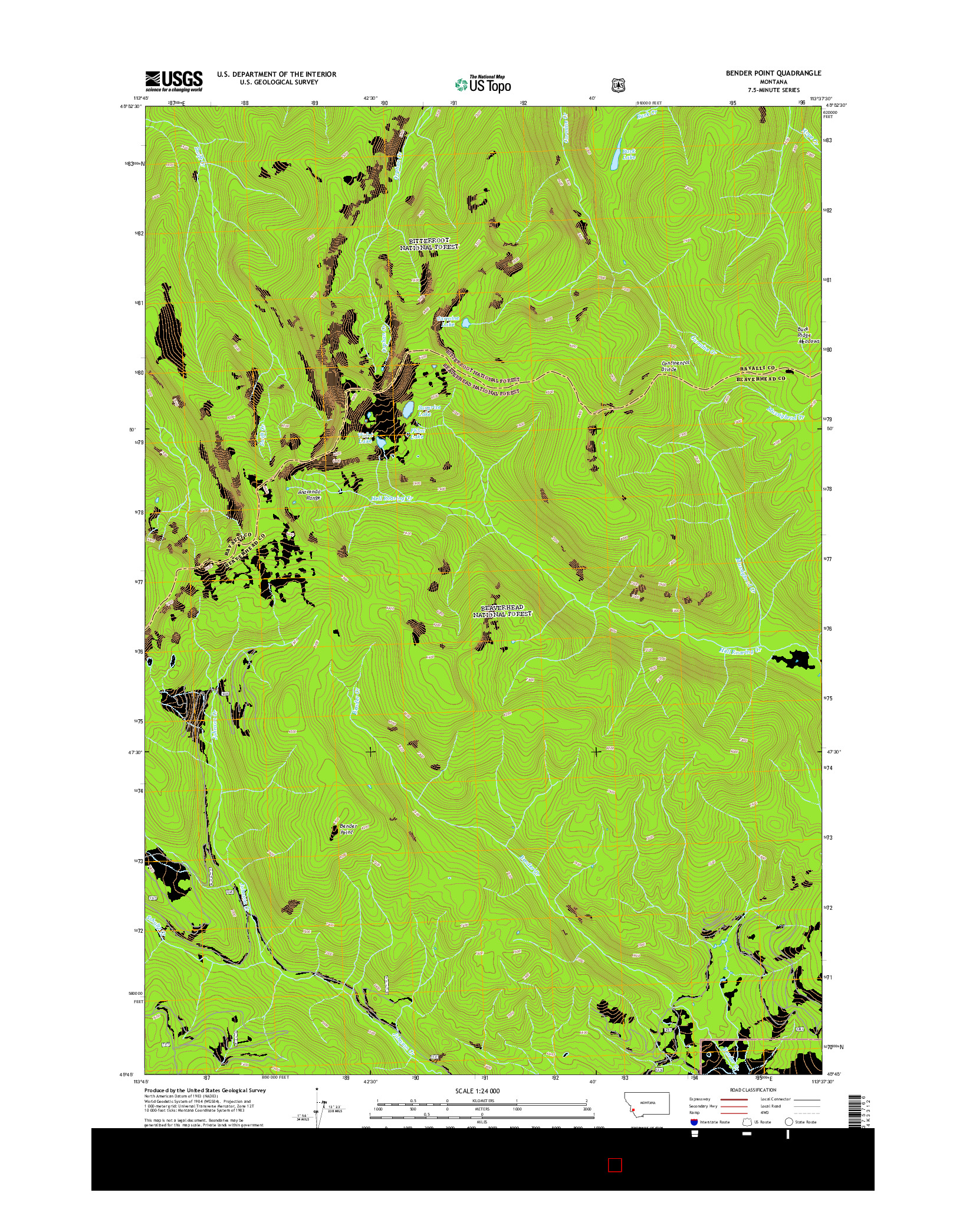 USGS US TOPO 7.5-MINUTE MAP FOR BENDER POINT, MT 2014