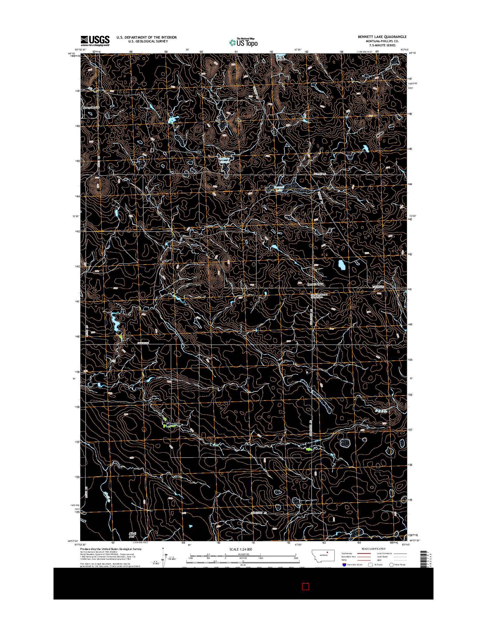 USGS US TOPO 7.5-MINUTE MAP FOR BENNETT LAKE, MT 2014