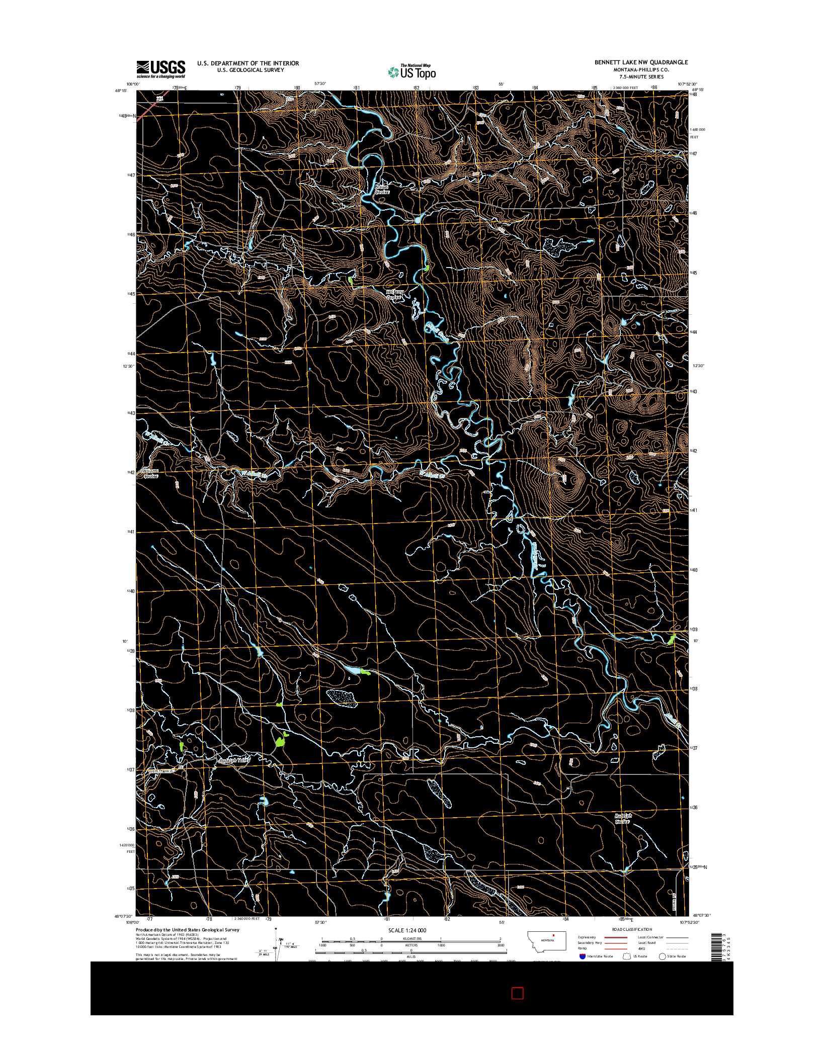 USGS US TOPO 7.5-MINUTE MAP FOR BENNETT LAKE NW, MT 2014