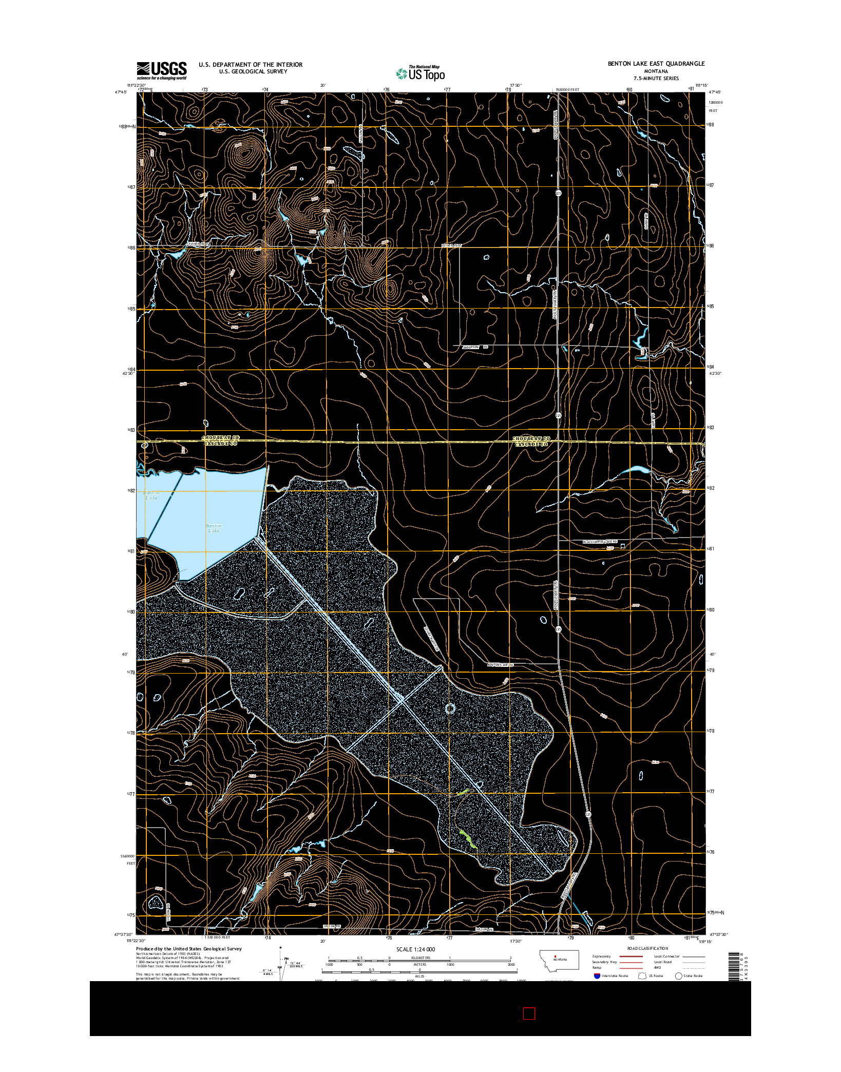 USGS US TOPO 7.5-MINUTE MAP FOR BENTON LAKE EAST, MT 2014