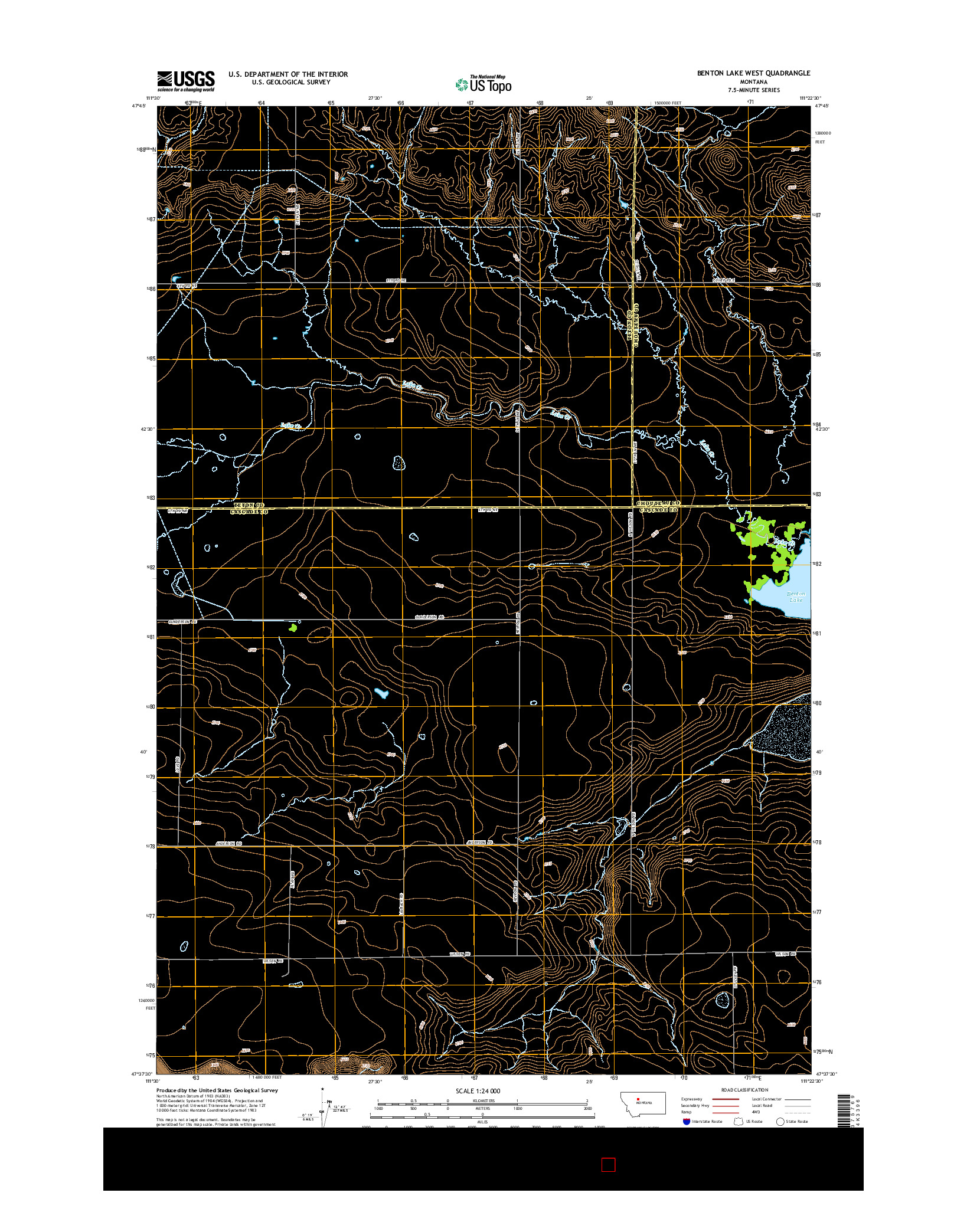 USGS US TOPO 7.5-MINUTE MAP FOR BENTON LAKE WEST, MT 2014