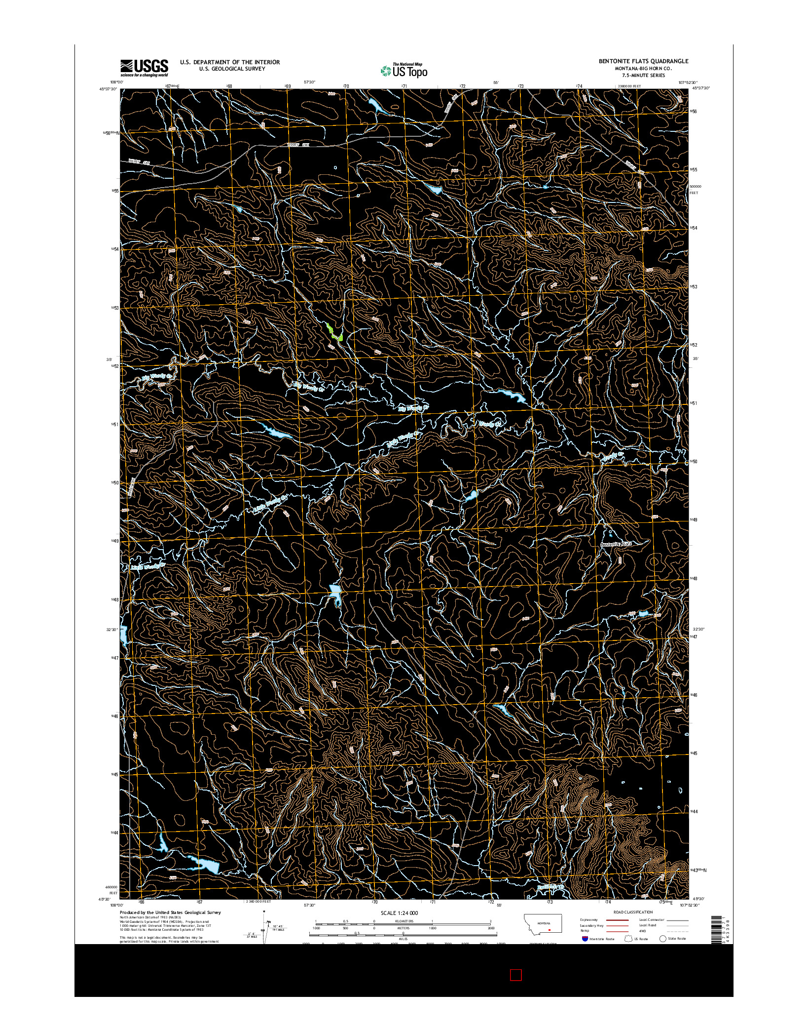 USGS US TOPO 7.5-MINUTE MAP FOR BENTONITE FLATS, MT 2014