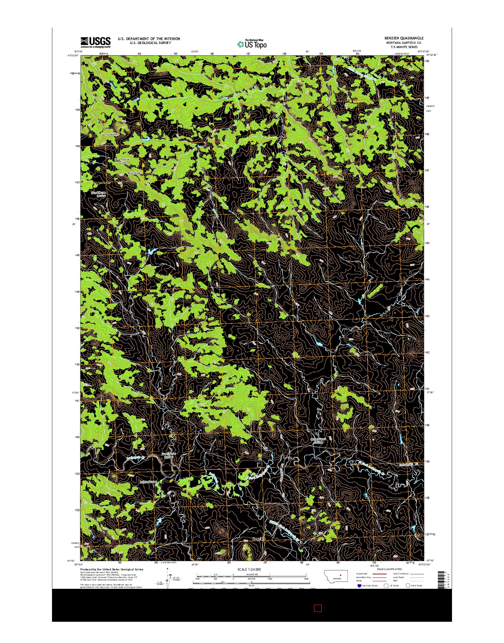 USGS US TOPO 7.5-MINUTE MAP FOR BENZIEN, MT 2014