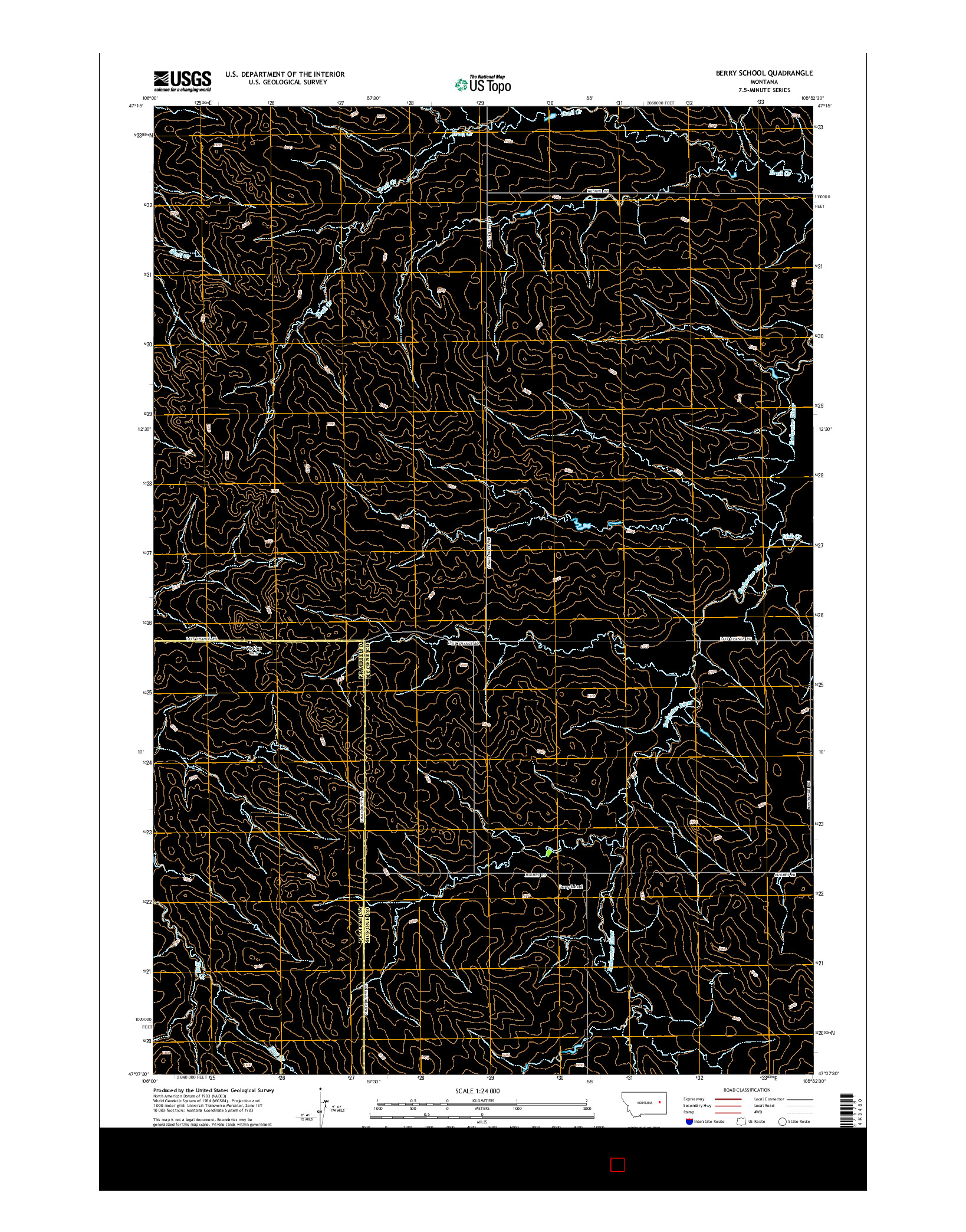 USGS US TOPO 7.5-MINUTE MAP FOR BERRY SCHOOL, MT 2014