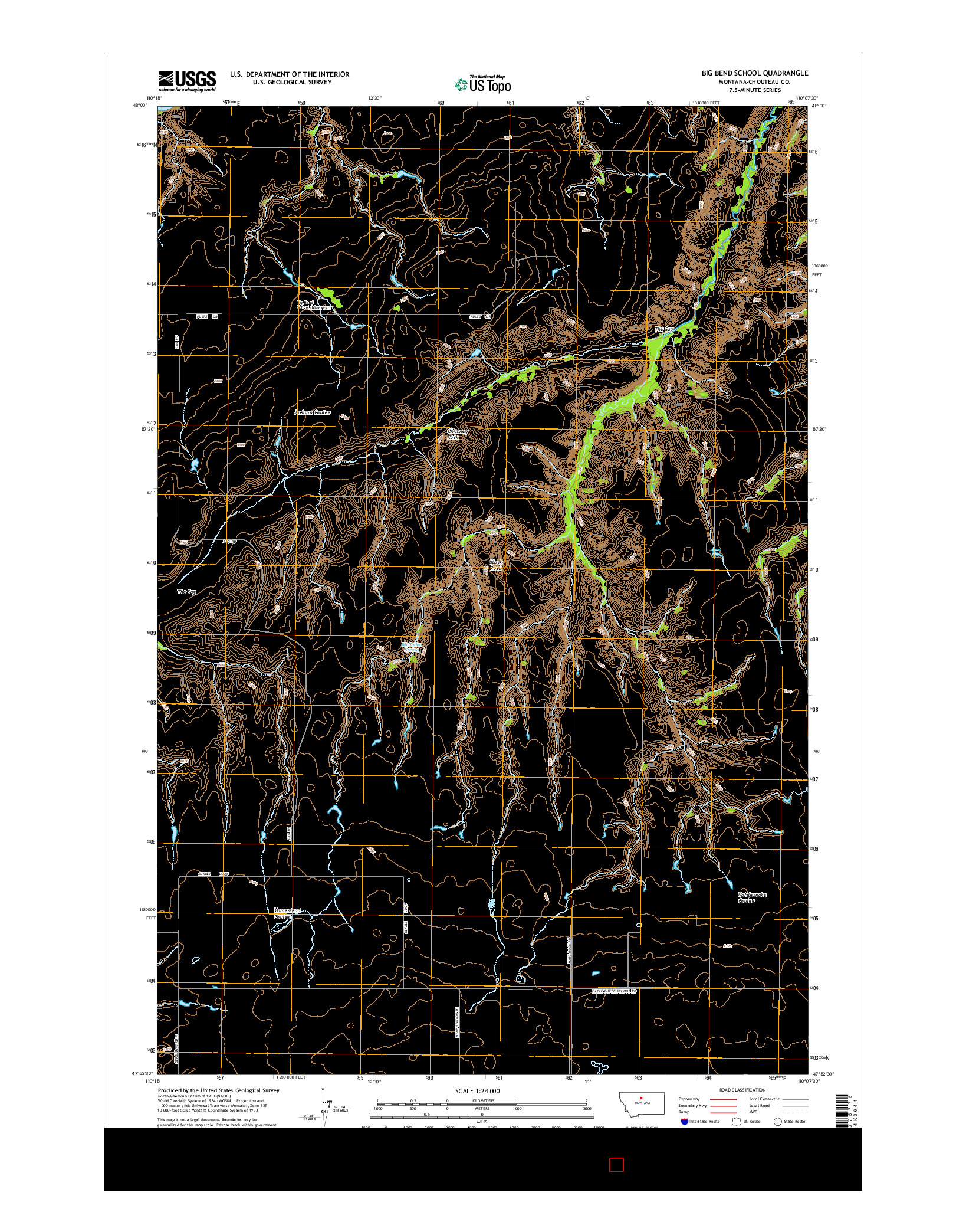 USGS US TOPO 7.5-MINUTE MAP FOR BIG BEND SCHOOL, MT 2014