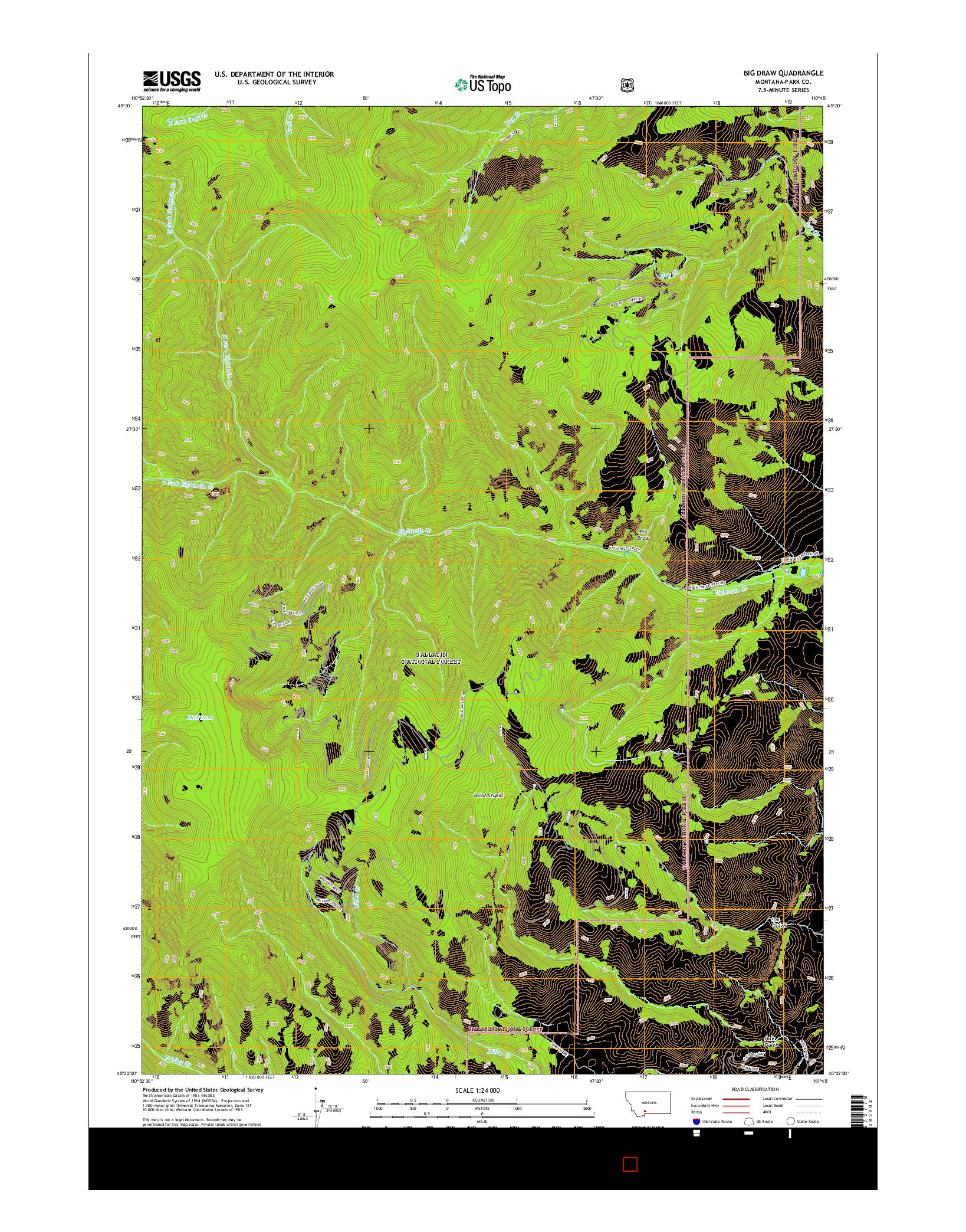 USGS US TOPO 7.5-MINUTE MAP FOR BIG DRAW, MT 2014