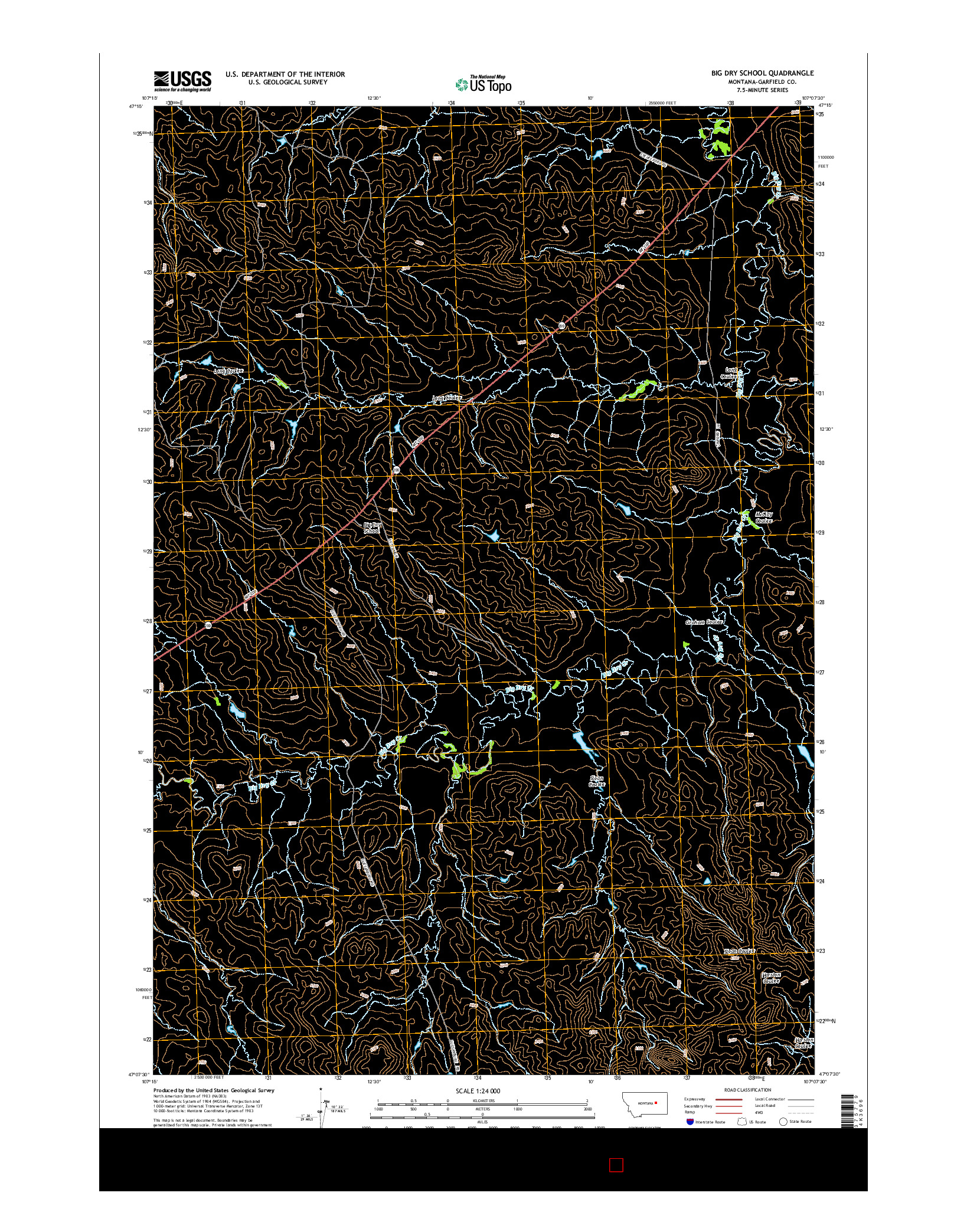 USGS US TOPO 7.5-MINUTE MAP FOR BIG DRY SCHOOL, MT 2014