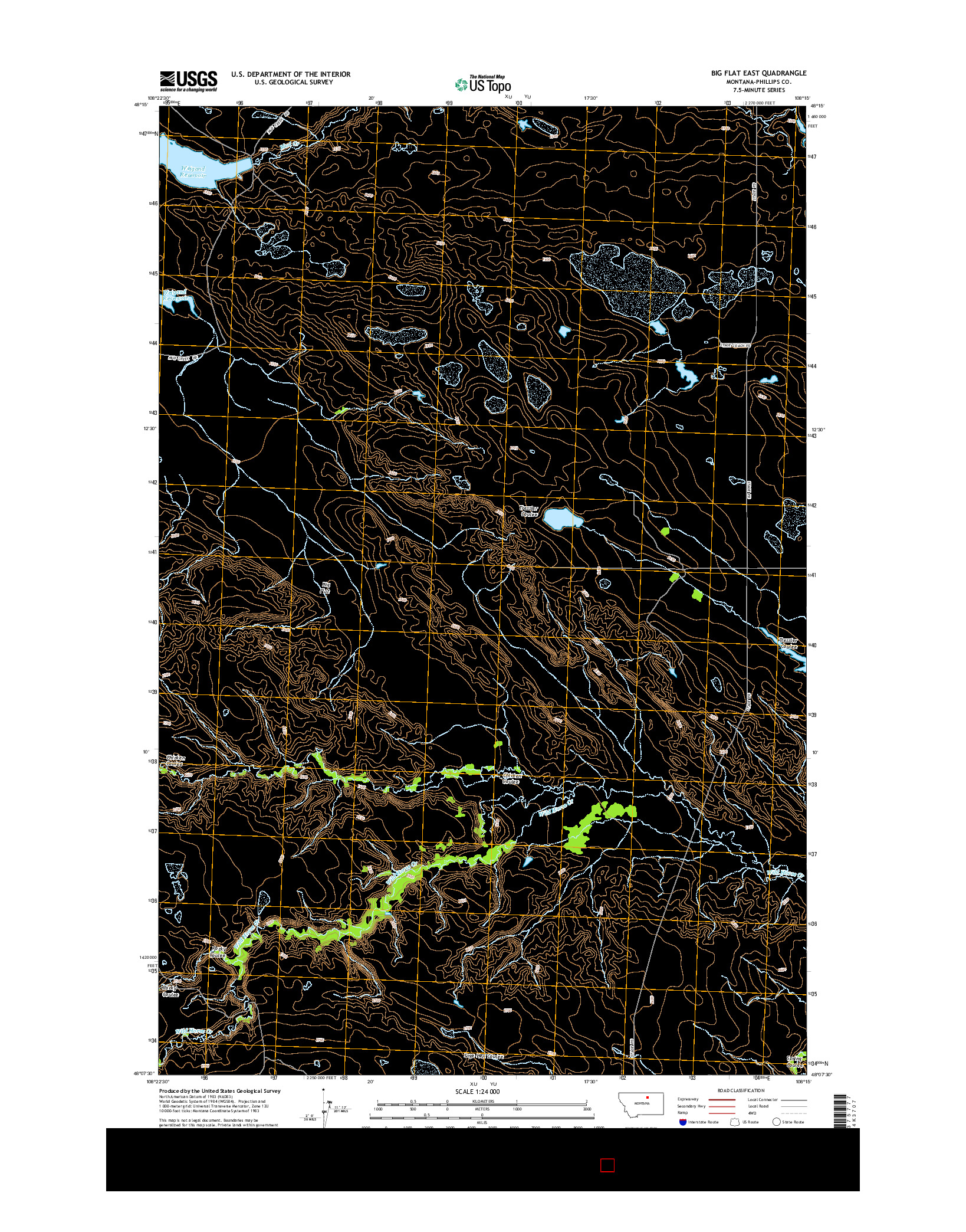 USGS US TOPO 7.5-MINUTE MAP FOR BIG FLAT EAST, MT 2014