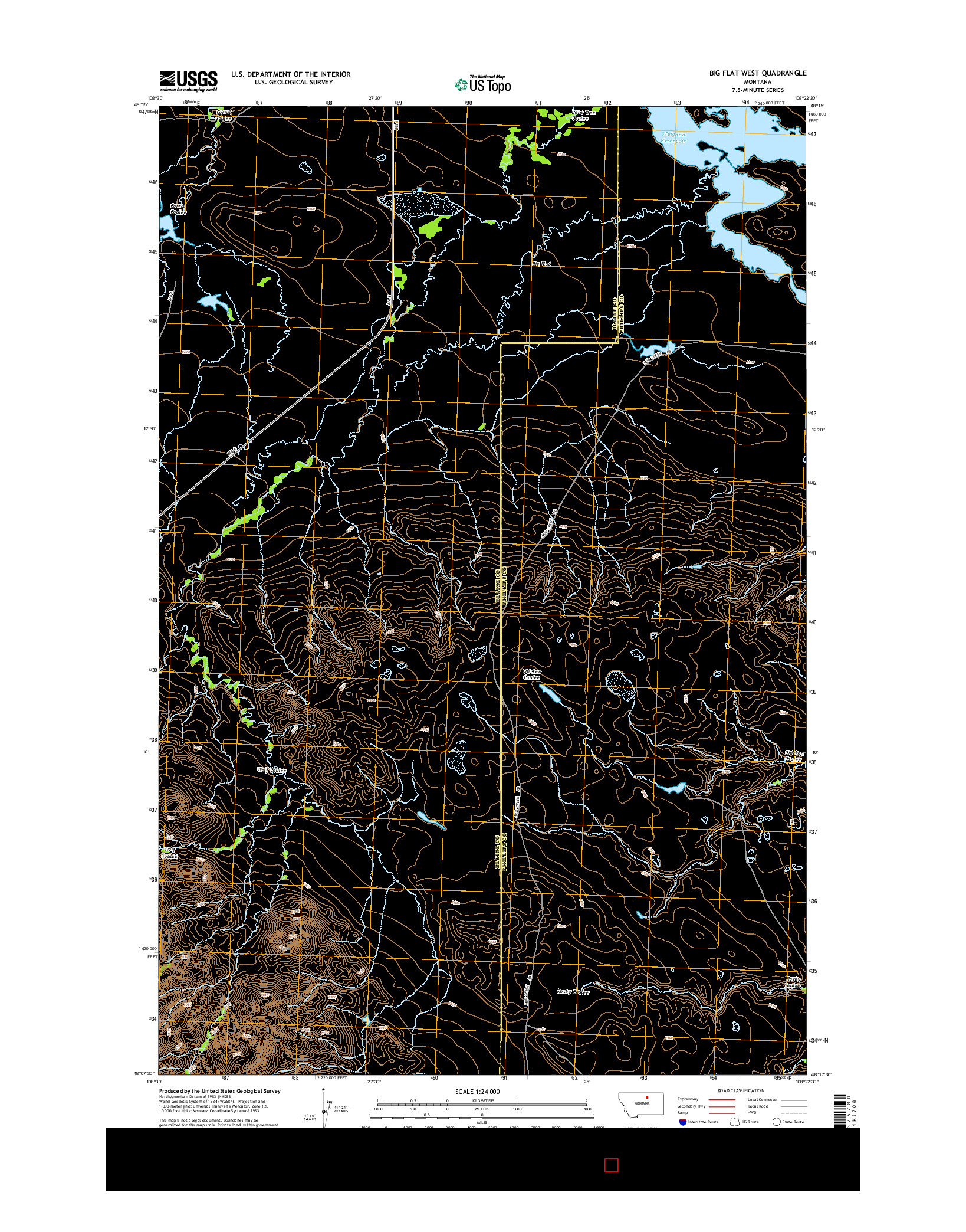 USGS US TOPO 7.5-MINUTE MAP FOR BIG FLAT WEST, MT 2014