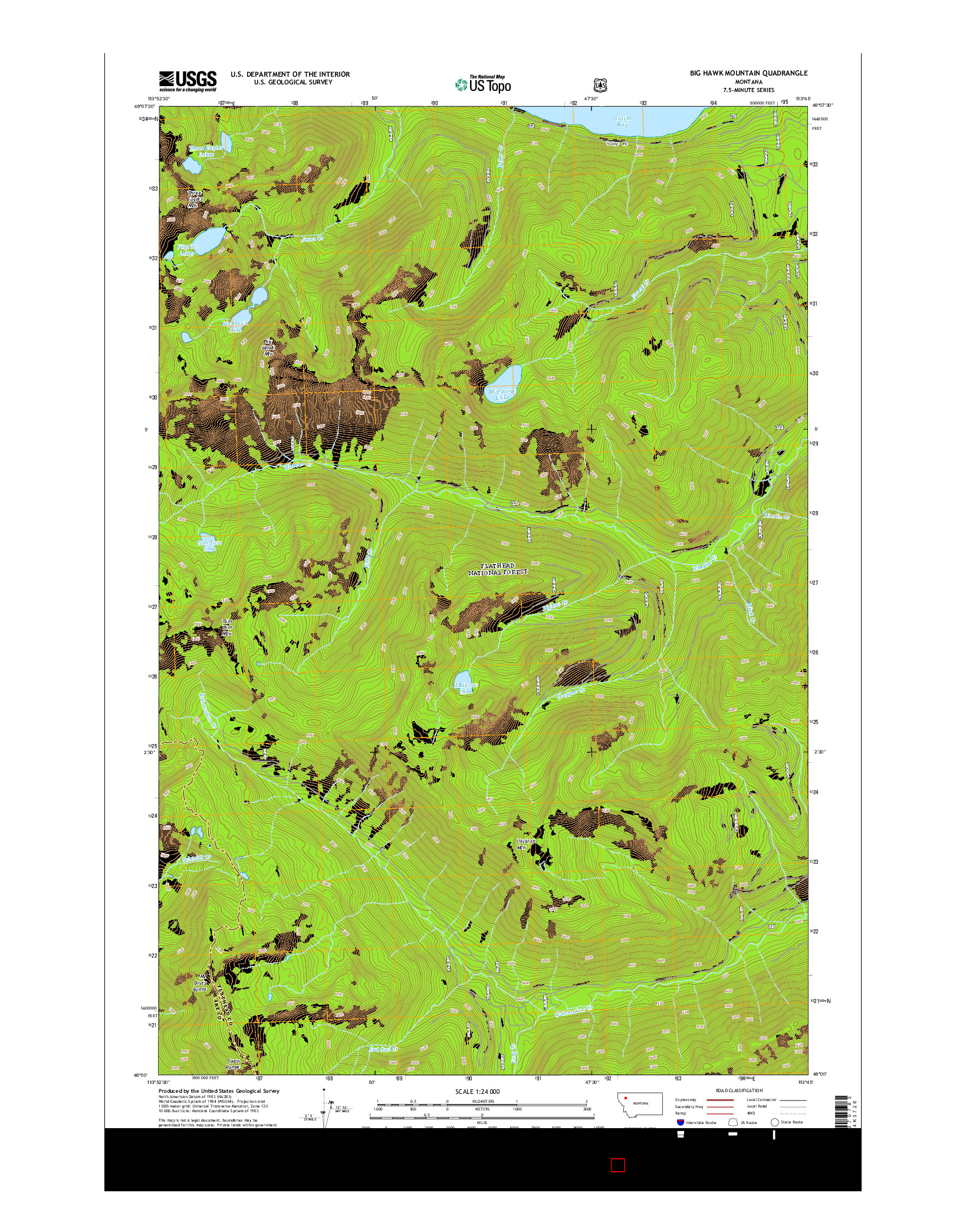 USGS US TOPO 7.5-MINUTE MAP FOR BIG HAWK MOUNTAIN, MT 2014