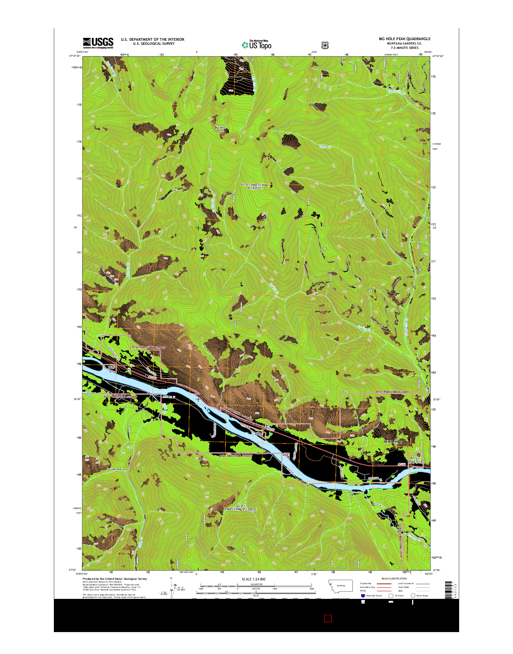 USGS US TOPO 7.5-MINUTE MAP FOR BIG HOLE PEAK, MT 2014