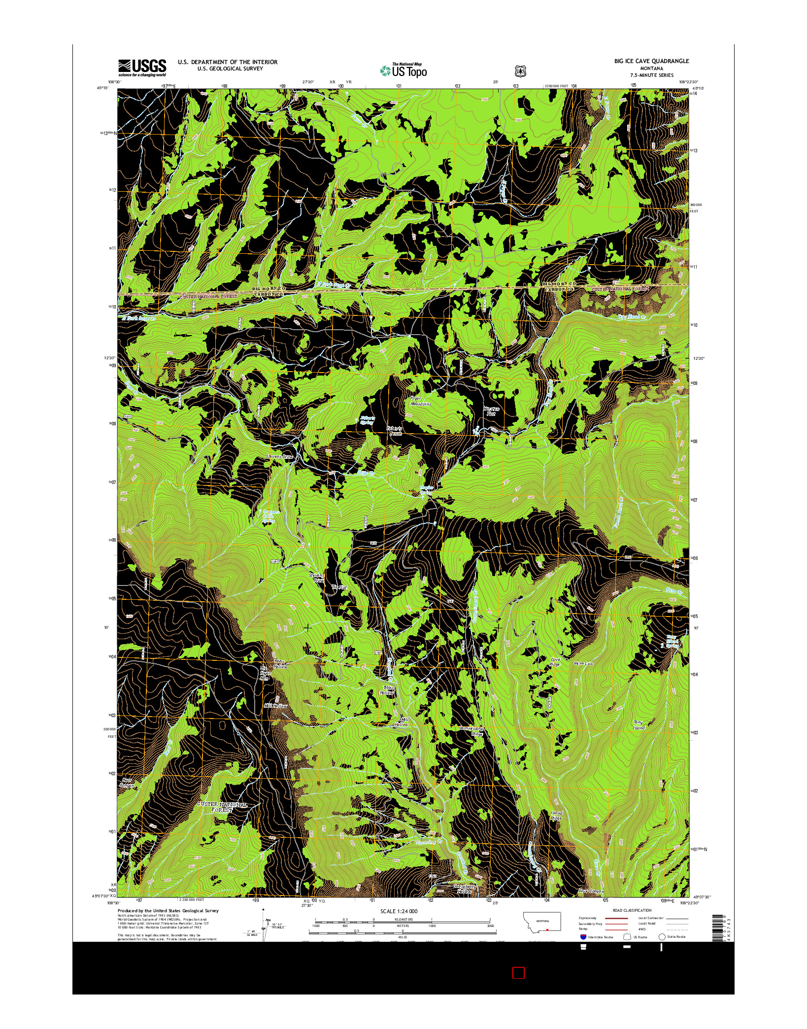 USGS US TOPO 7.5-MINUTE MAP FOR BIG ICE CAVE, MT 2014