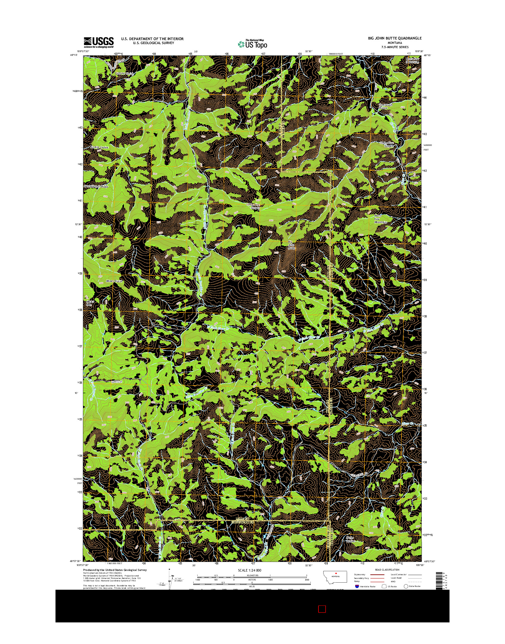 USGS US TOPO 7.5-MINUTE MAP FOR BIG JOHN BUTTE, MT 2014