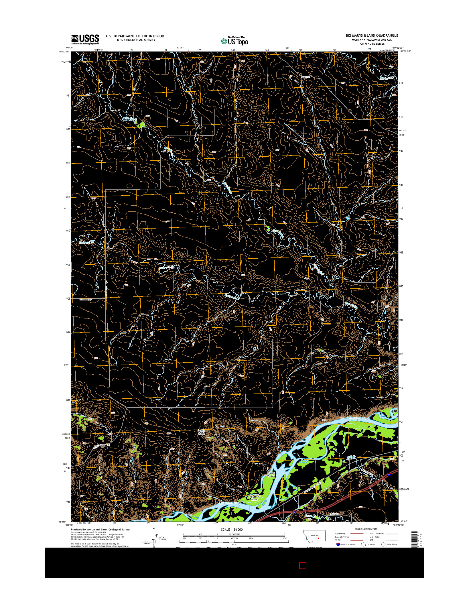 USGS US TOPO 7.5-MINUTE MAP FOR BIG MARYS ISLAND, MT 2014