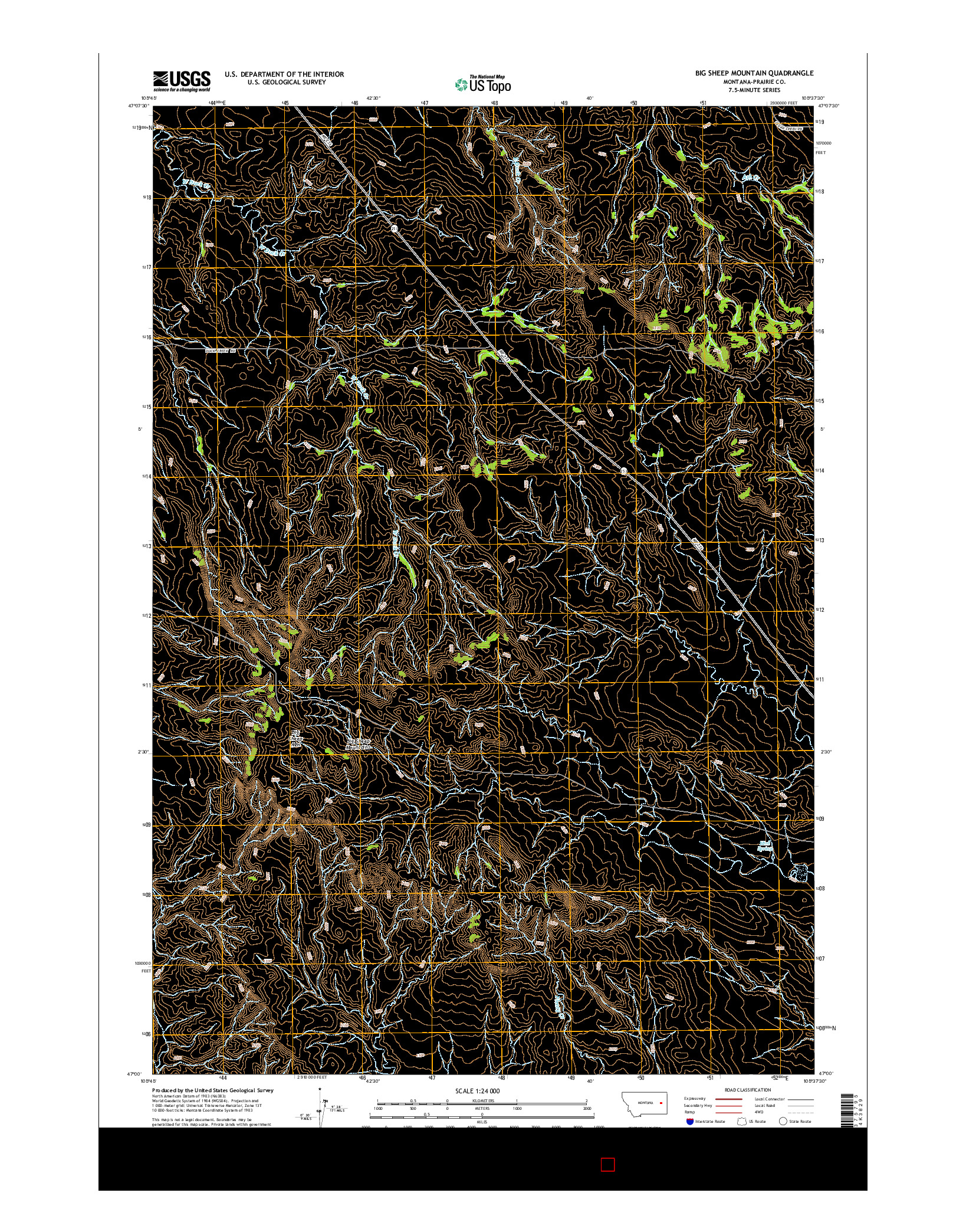 USGS US TOPO 7.5-MINUTE MAP FOR BIG SHEEP MOUNTAIN, MT 2014