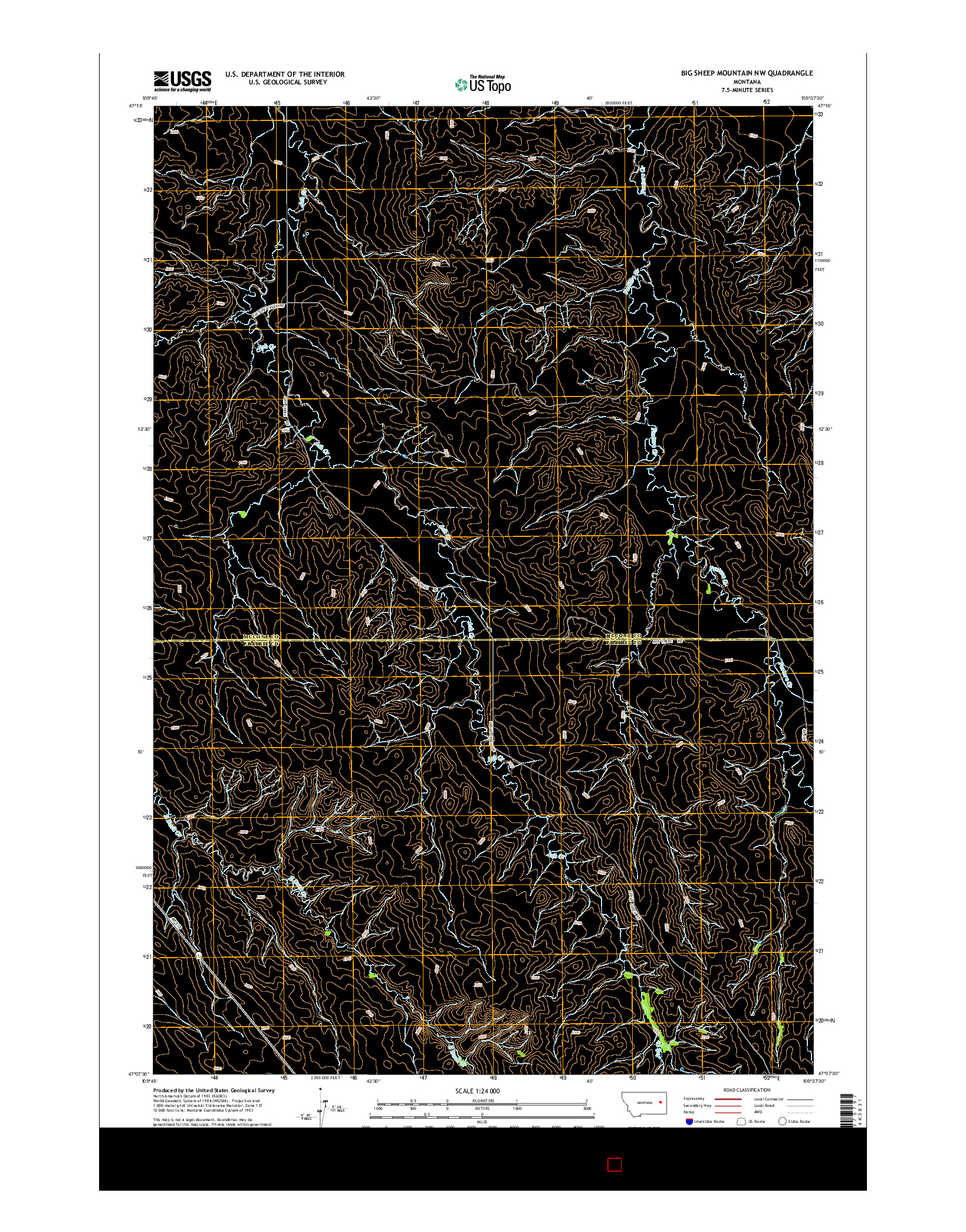 USGS US TOPO 7.5-MINUTE MAP FOR BIG SHEEP MOUNTAIN NW, MT 2014