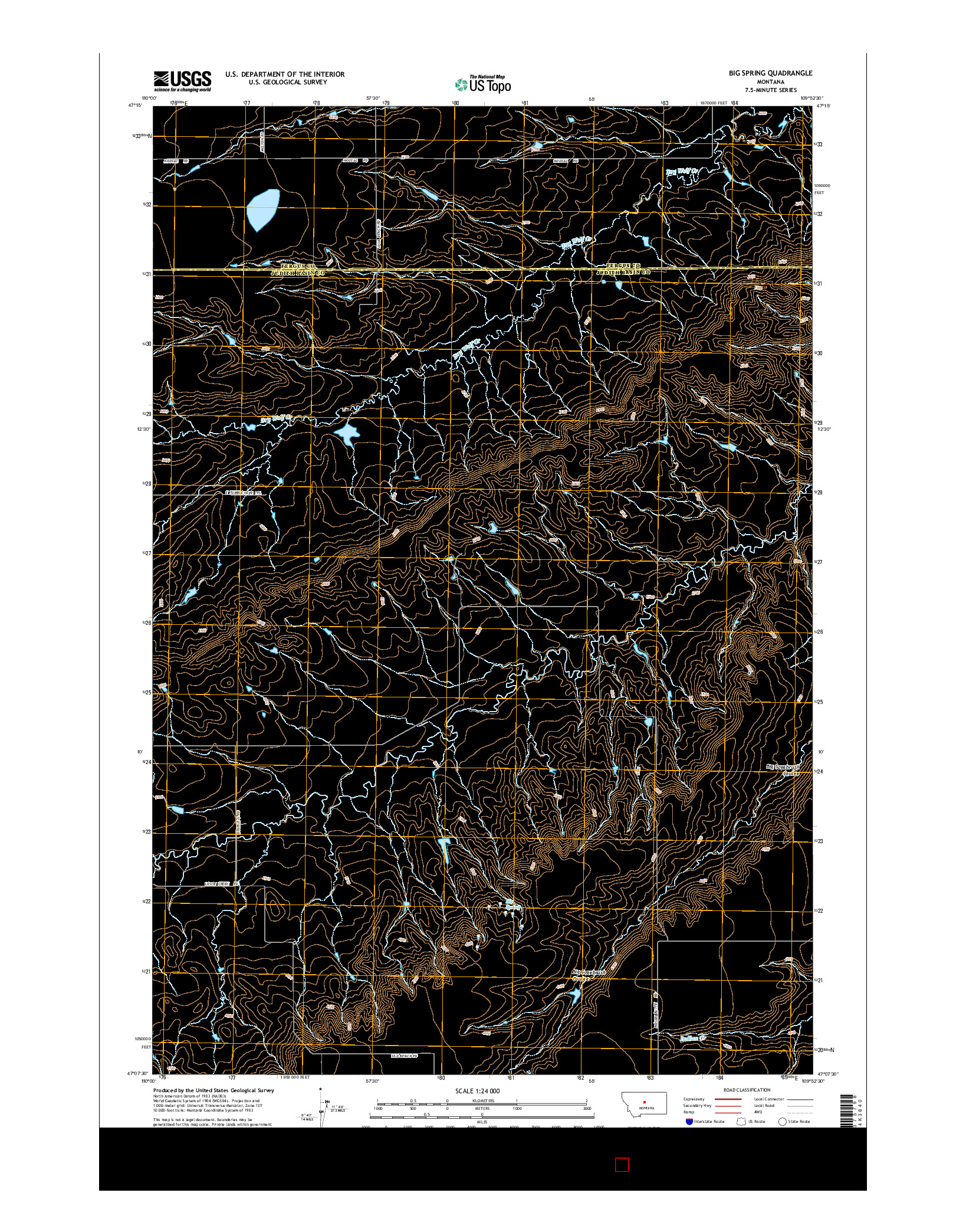 USGS US TOPO 7.5-MINUTE MAP FOR BIG SPRING, MT 2014