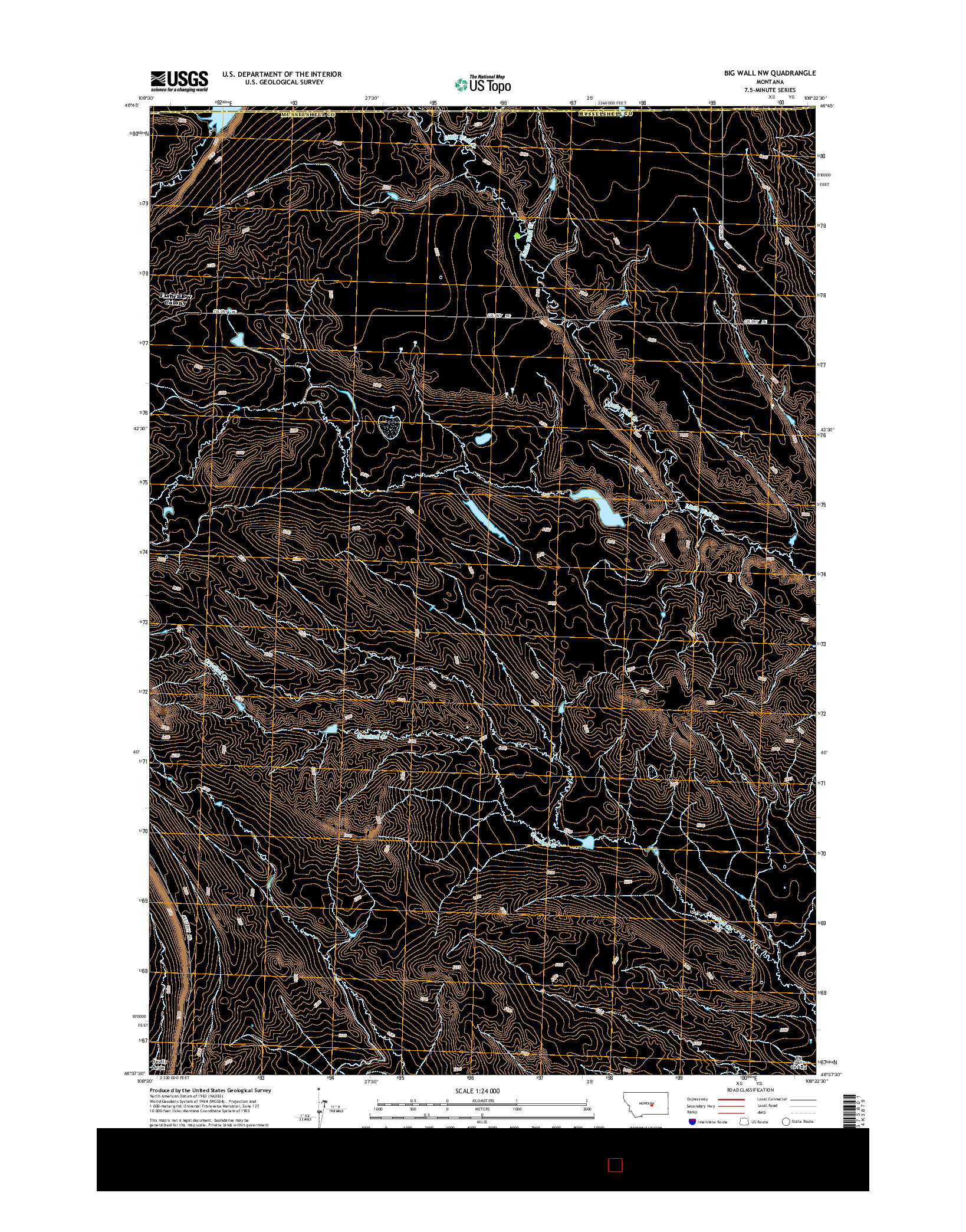 USGS US TOPO 7.5-MINUTE MAP FOR BIG WALL NW, MT 2014