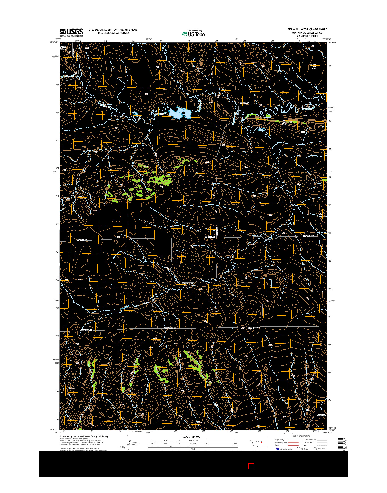 USGS US TOPO 7.5-MINUTE MAP FOR BIG WALL WEST, MT 2014