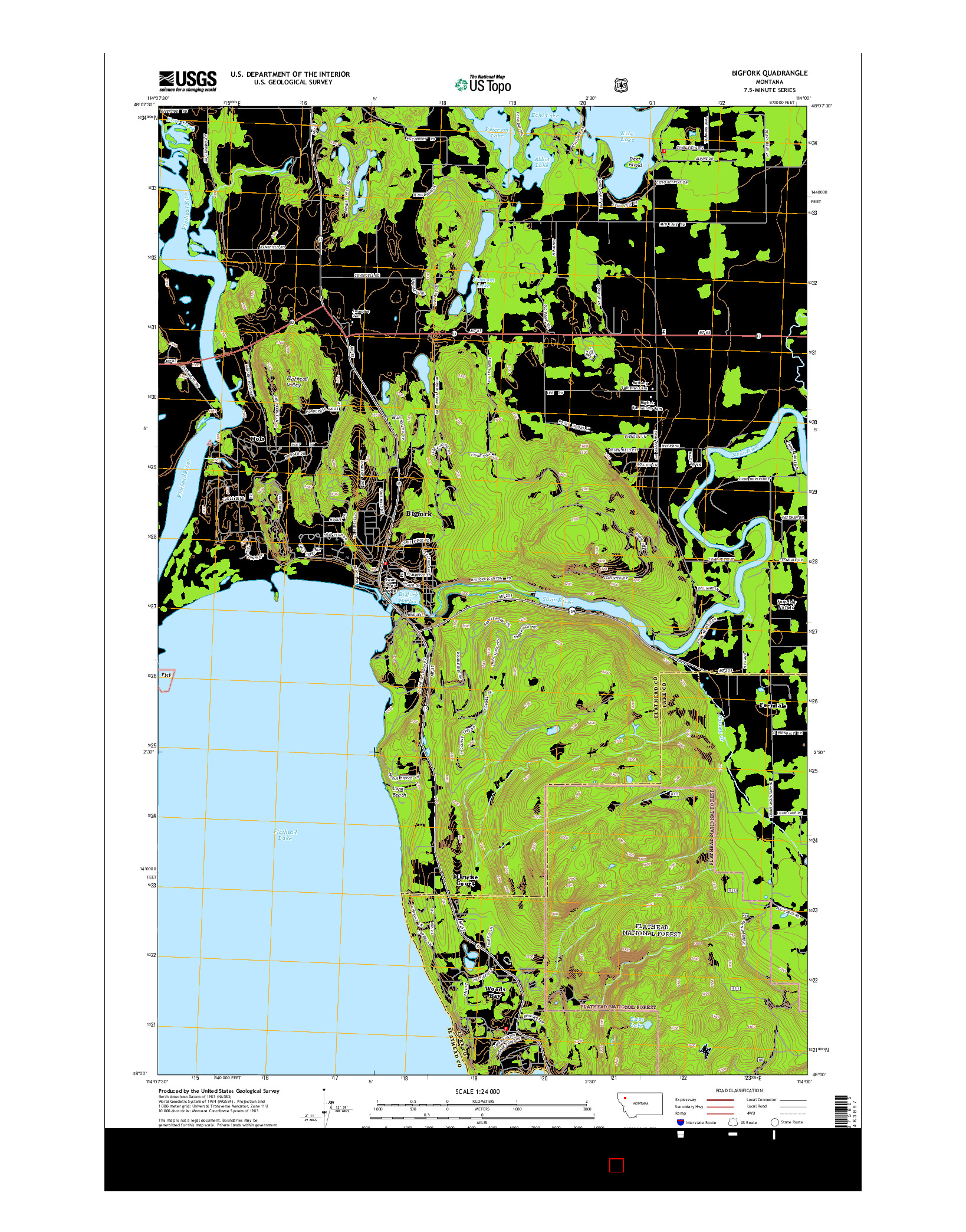 USGS US TOPO 7.5-MINUTE MAP FOR BIGFORK, MT 2014