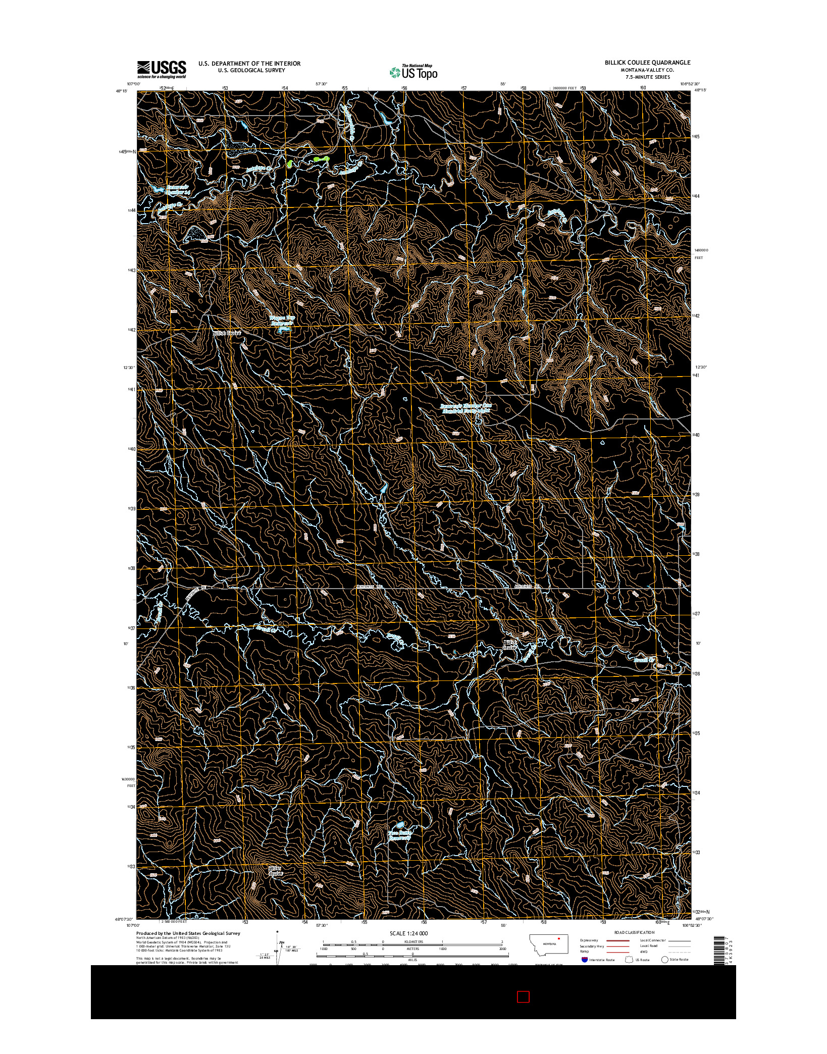 USGS US TOPO 7.5-MINUTE MAP FOR BILLICK COULEE, MT 2014