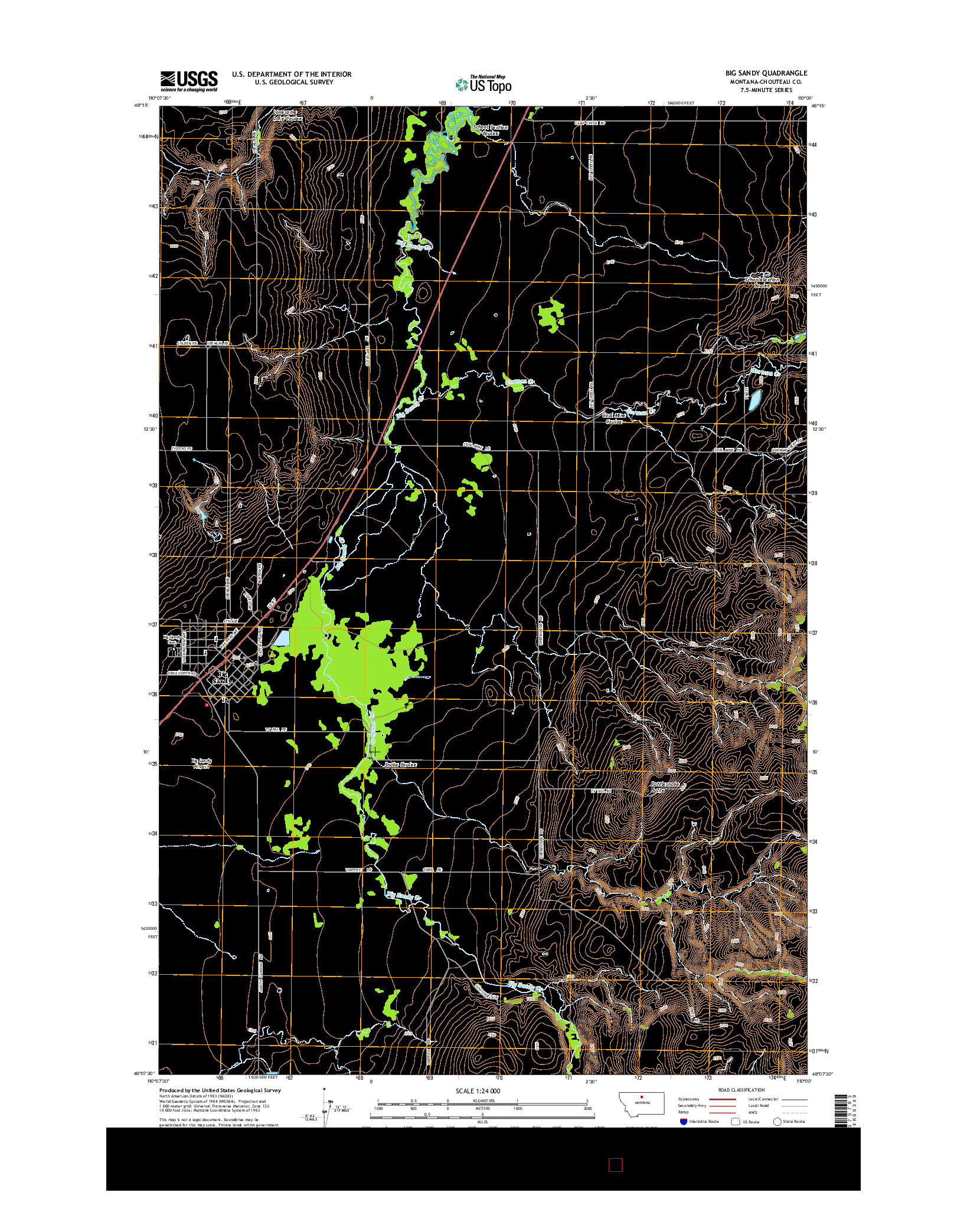 USGS US TOPO 7.5-MINUTE MAP FOR BIG SANDY, MT 2014