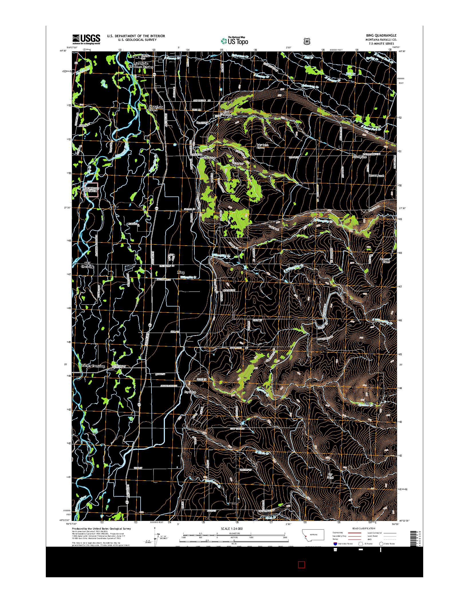 USGS US TOPO 7.5-MINUTE MAP FOR BING, MT 2014