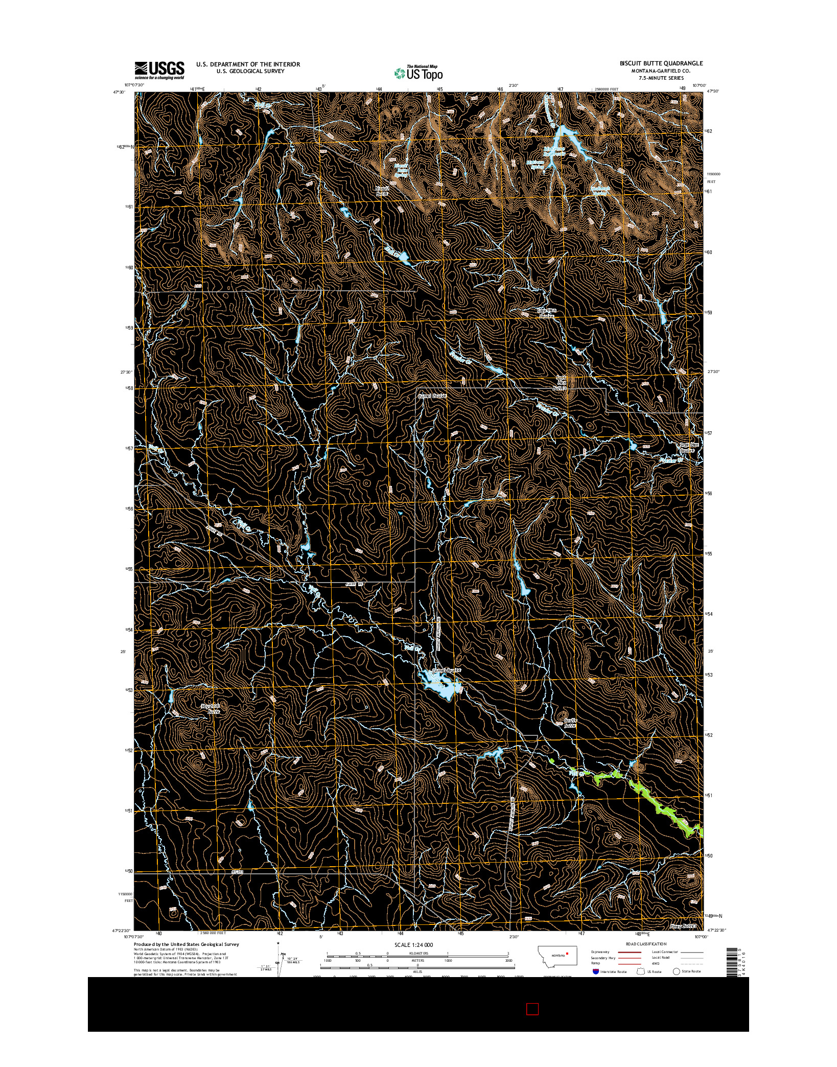 USGS US TOPO 7.5-MINUTE MAP FOR BISCUIT BUTTE, MT 2014