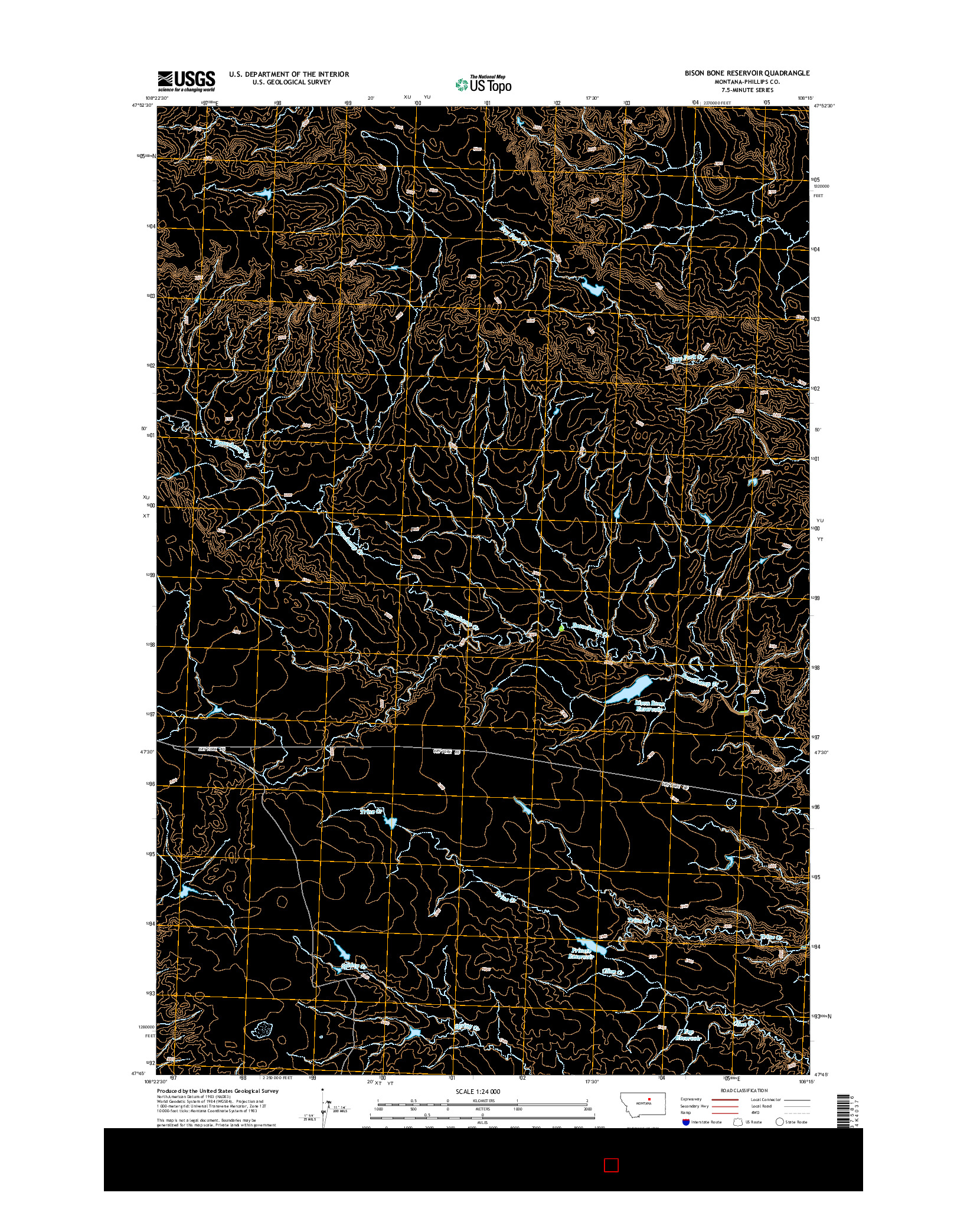 USGS US TOPO 7.5-MINUTE MAP FOR BISON BONE RESERVOIR, MT 2014