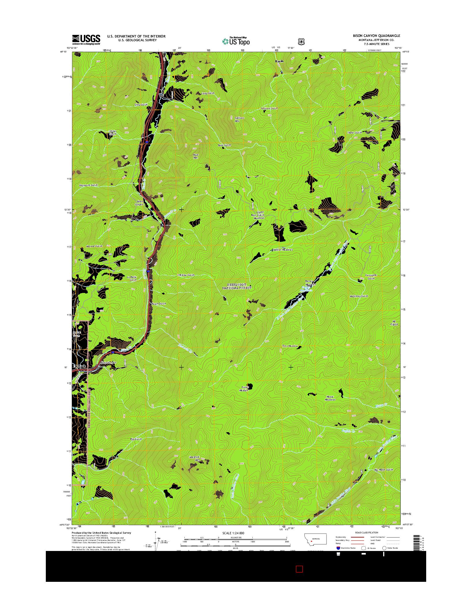 USGS US TOPO 7.5-MINUTE MAP FOR BISON CANYON, MT 2014