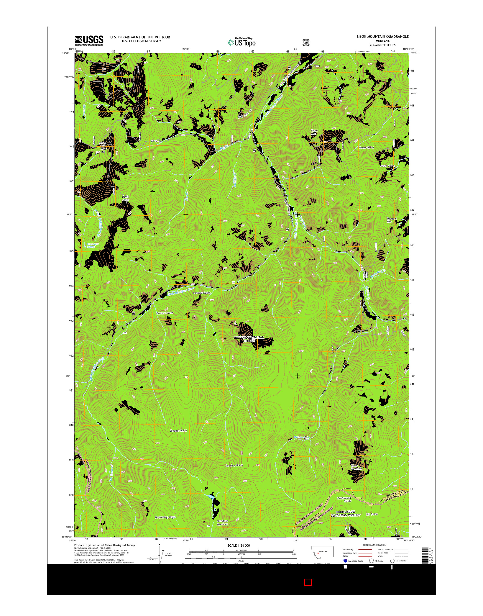 USGS US TOPO 7.5-MINUTE MAP FOR BISON MOUNTAIN, MT 2014