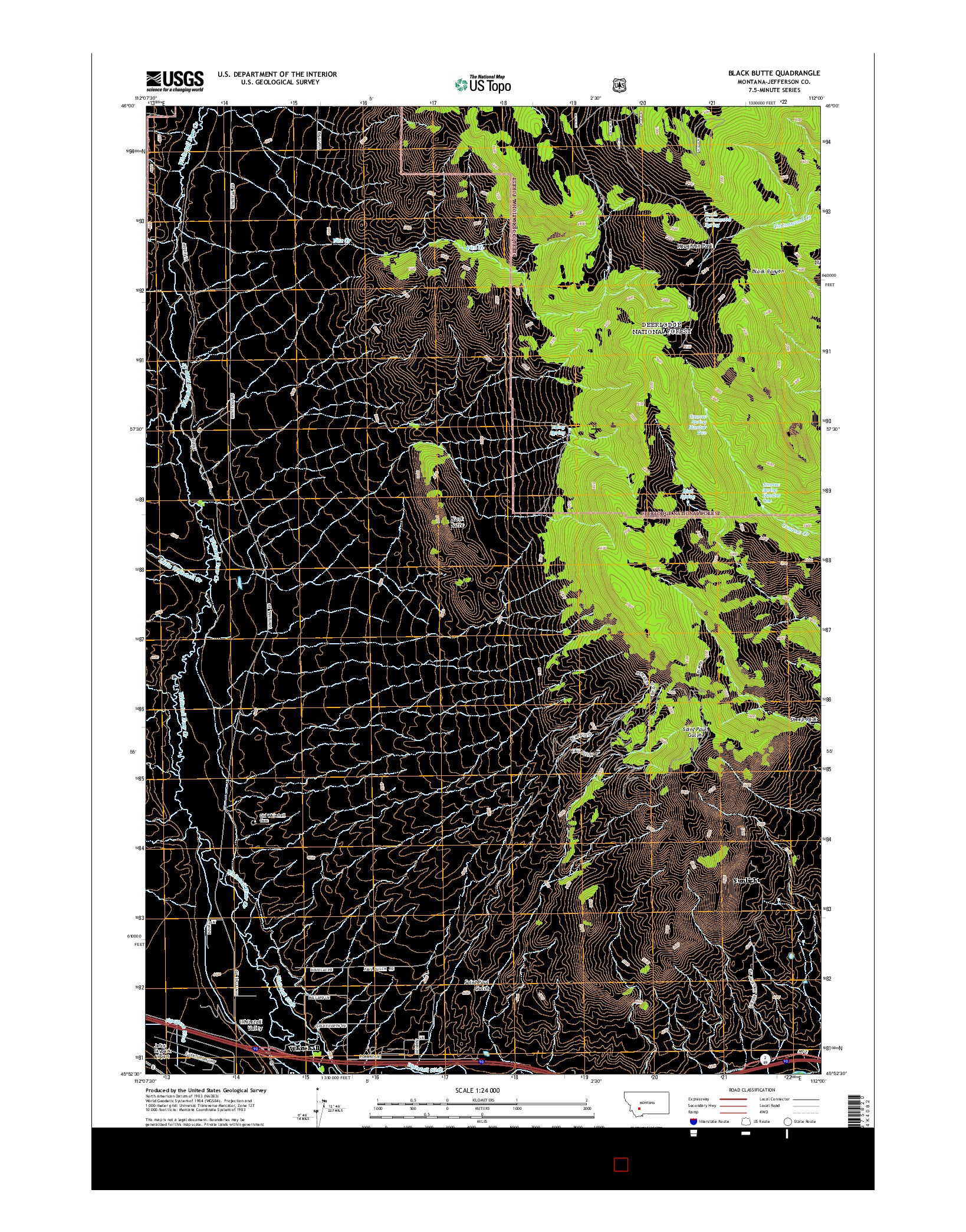 USGS US TOPO 7.5-MINUTE MAP FOR BLACK BUTTE, MT 2014