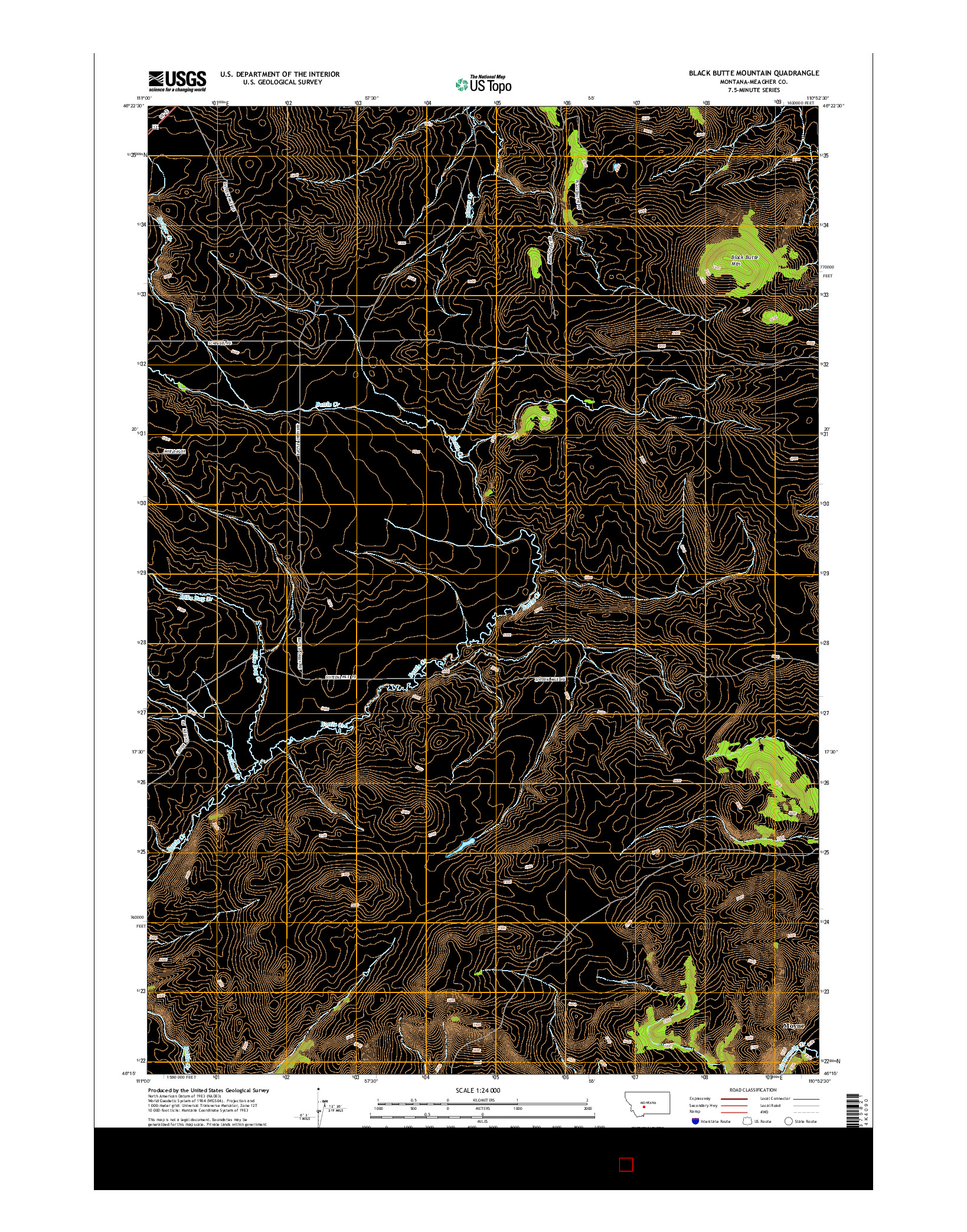 USGS US TOPO 7.5-MINUTE MAP FOR BLACK BUTTE MOUNTAIN, MT 2014