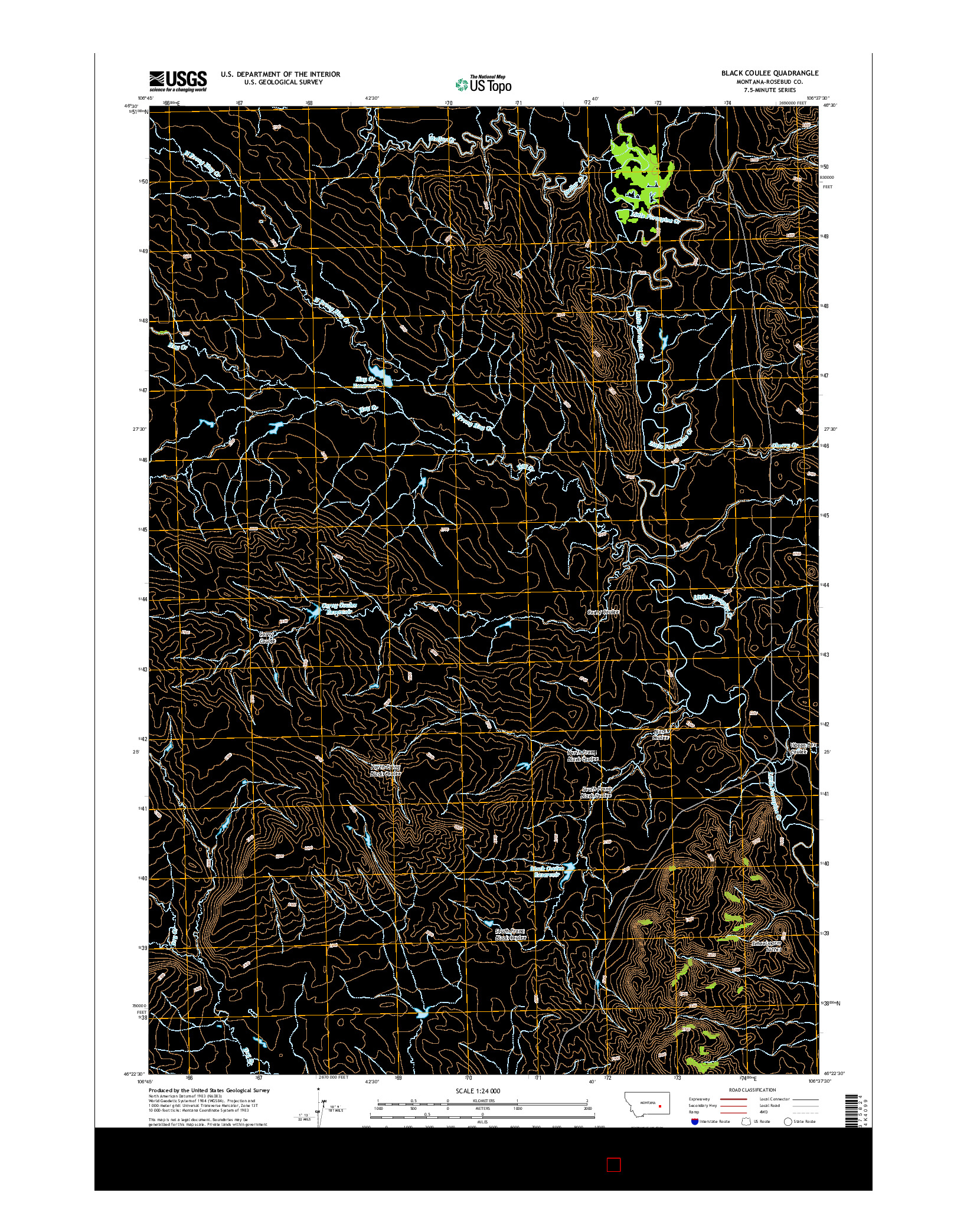USGS US TOPO 7.5-MINUTE MAP FOR BLACK COULEE, MT 2014
