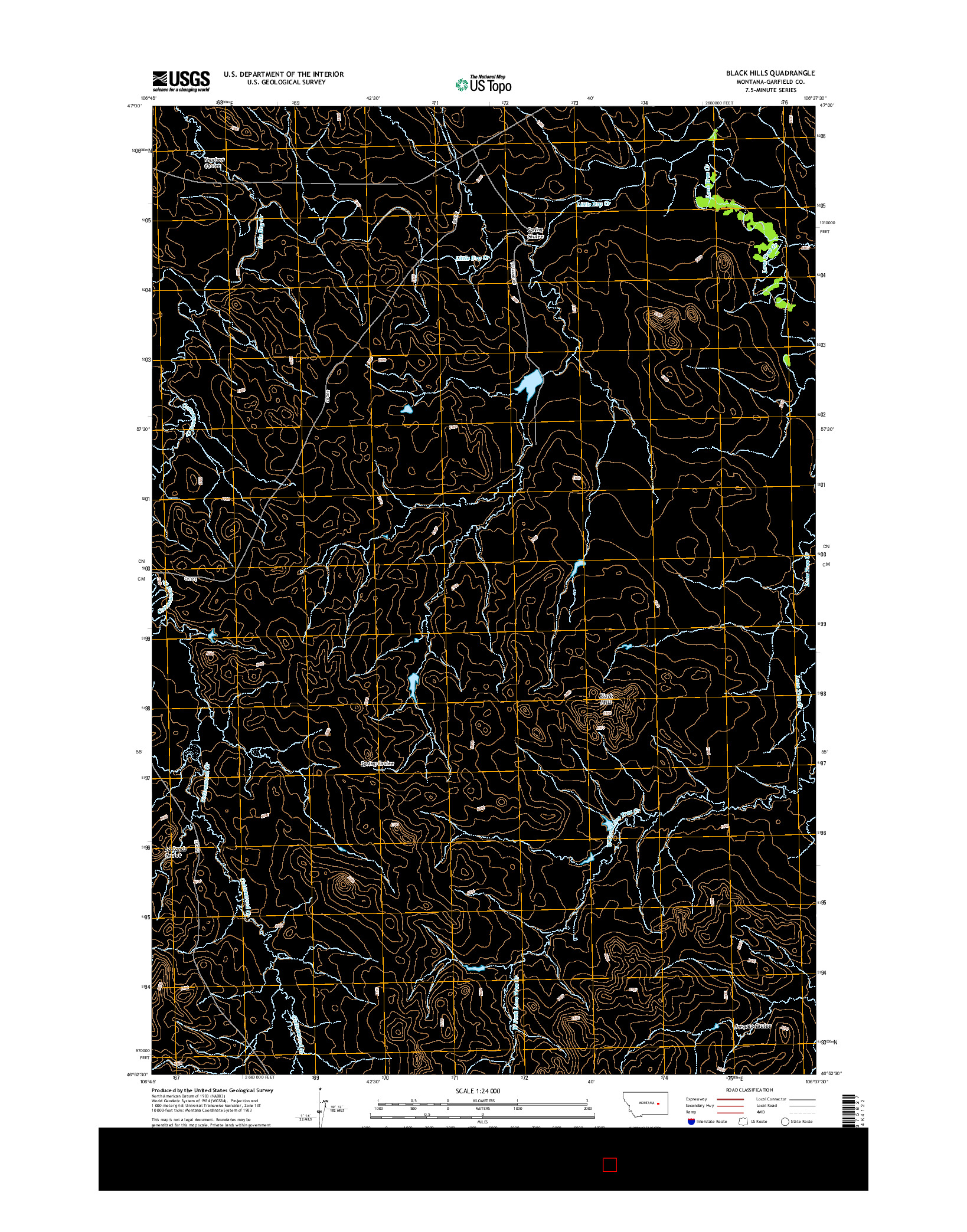 USGS US TOPO 7.5-MINUTE MAP FOR BLACK HILLS, MT 2014