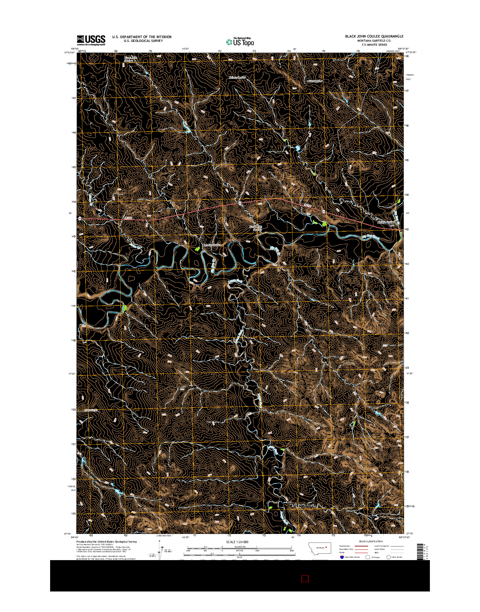 USGS US TOPO 7.5-MINUTE MAP FOR BLACK JOHN COULEE, MT 2014