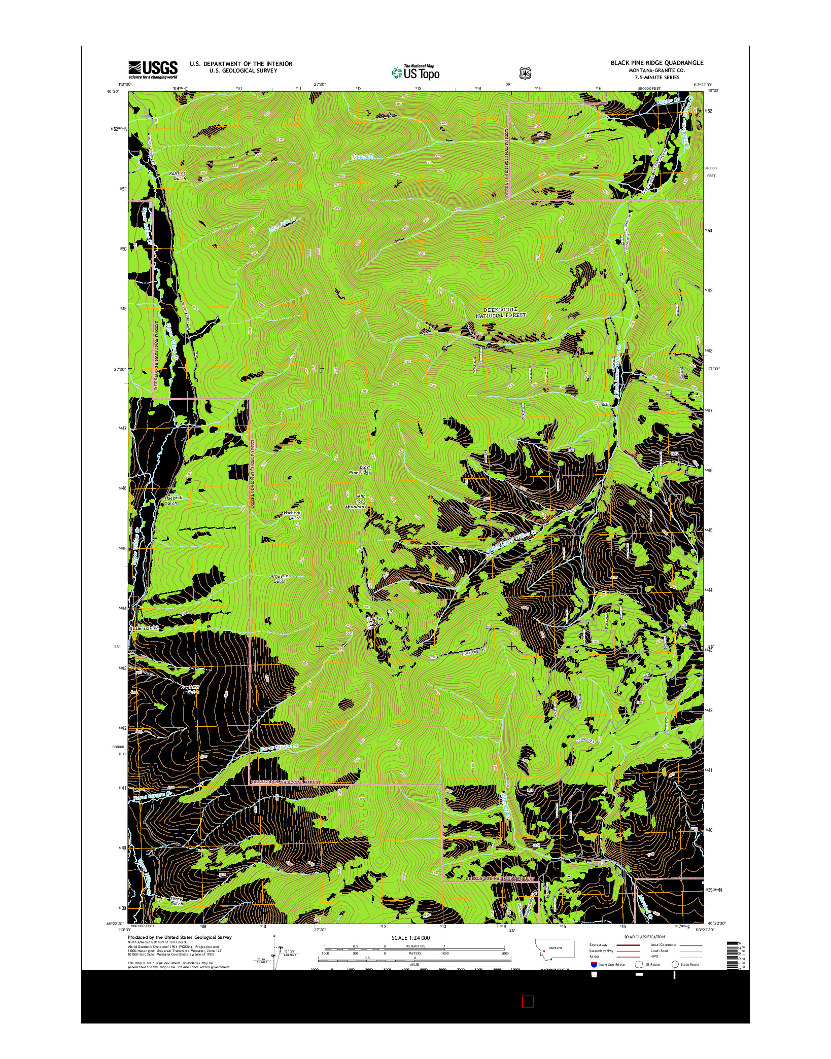 USGS US TOPO 7.5-MINUTE MAP FOR BLACK PINE RIDGE, MT 2014