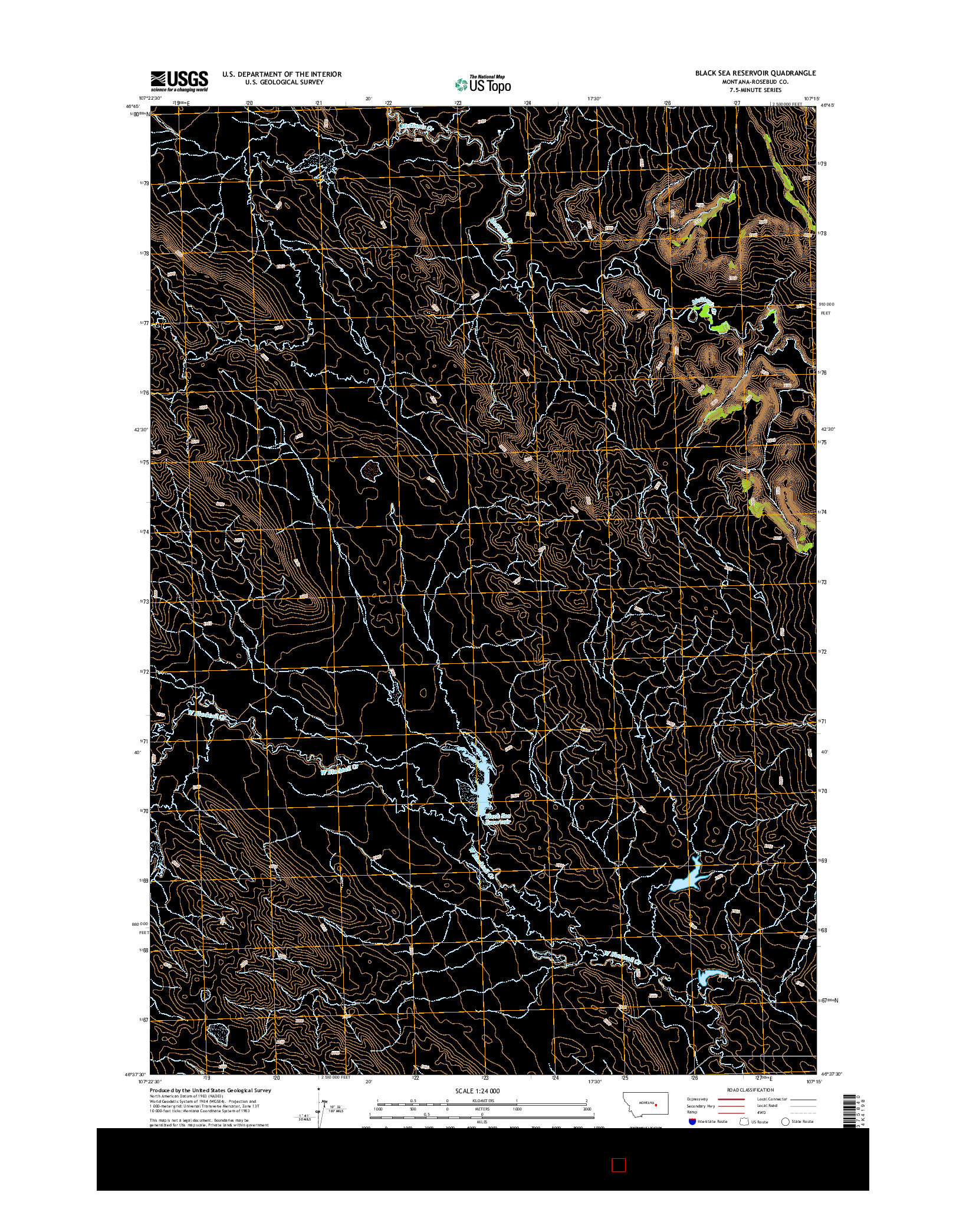 USGS US TOPO 7.5-MINUTE MAP FOR BLACK SEA RESERVOIR, MT 2014