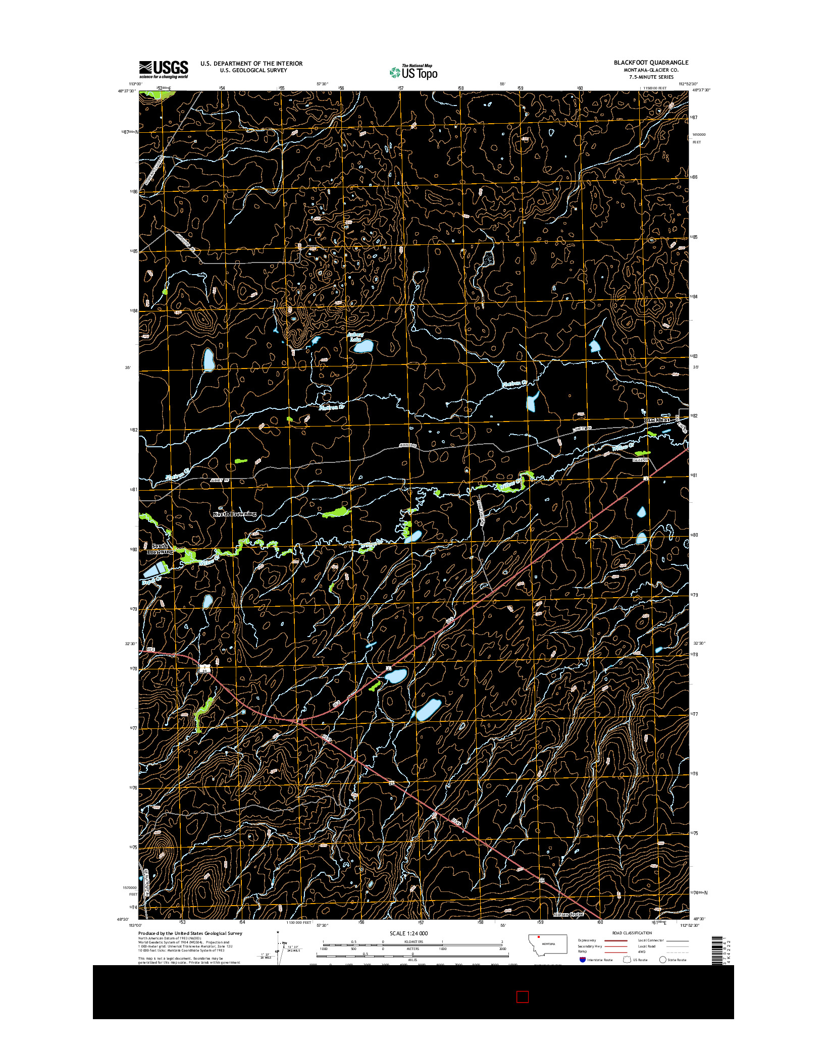 USGS US TOPO 7.5-MINUTE MAP FOR BLACKFOOT, MT 2014