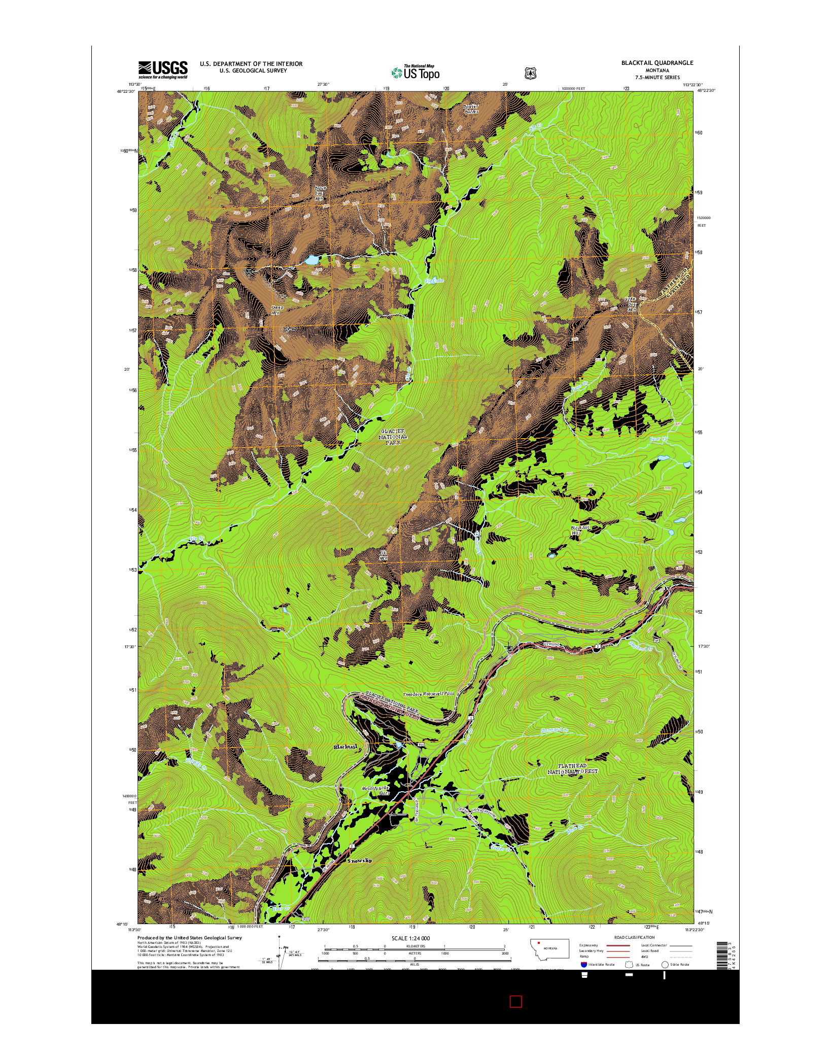 USGS US TOPO 7.5-MINUTE MAP FOR BLACKTAIL, MT 2014