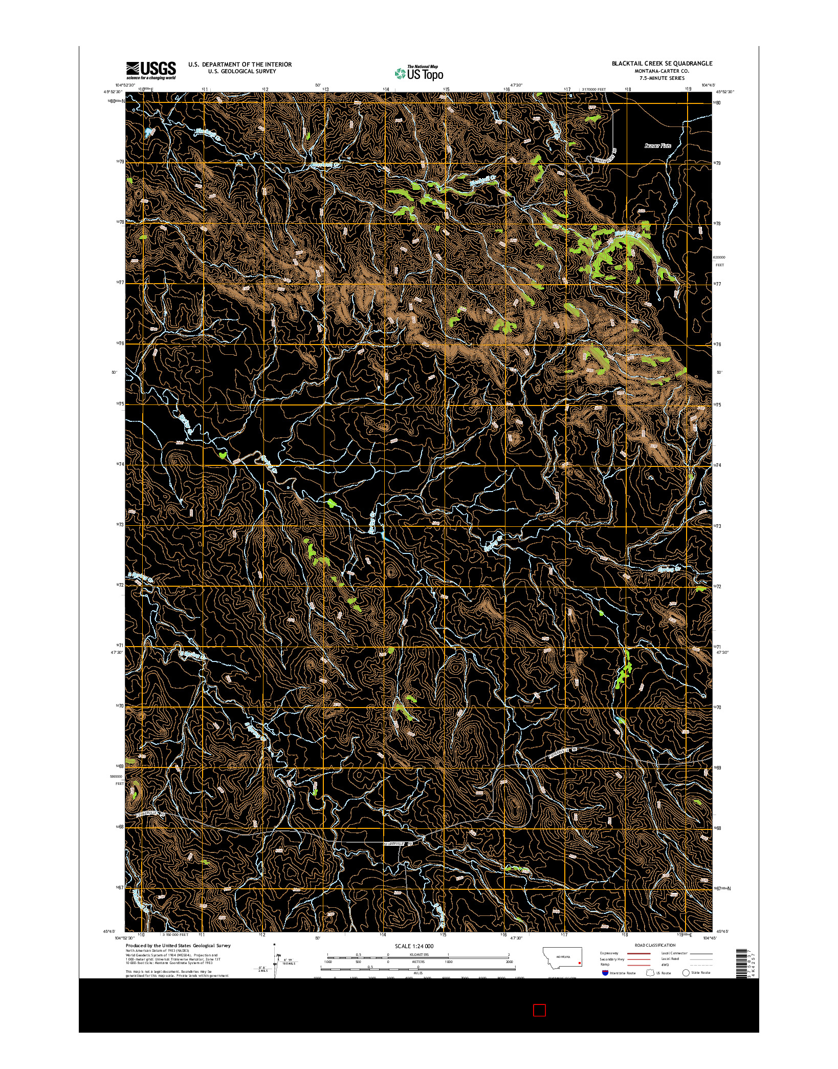USGS US TOPO 7.5-MINUTE MAP FOR BLACKTAIL CREEK SE, MT 2014