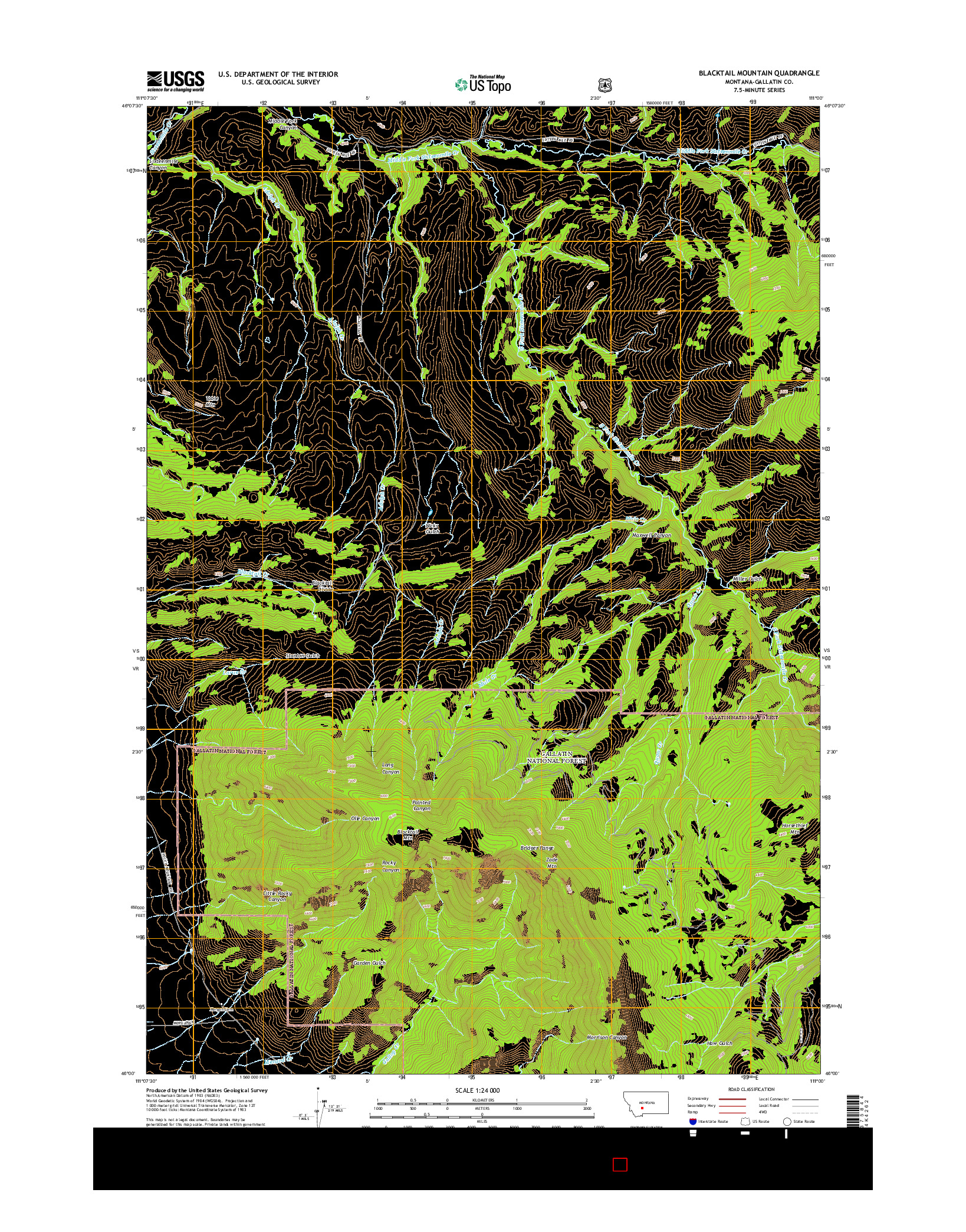 USGS US TOPO 7.5-MINUTE MAP FOR BLACKTAIL MOUNTAIN, MT 2014