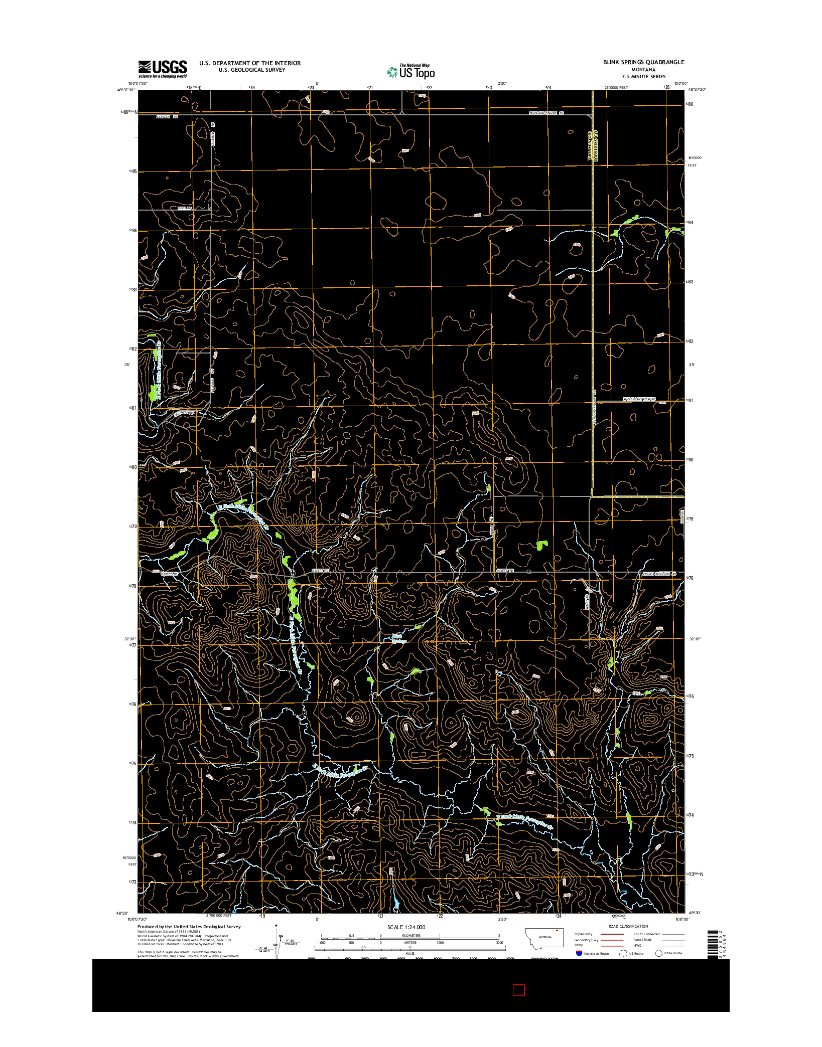 USGS US TOPO 7.5-MINUTE MAP FOR BLINK SPRINGS, MT 2014