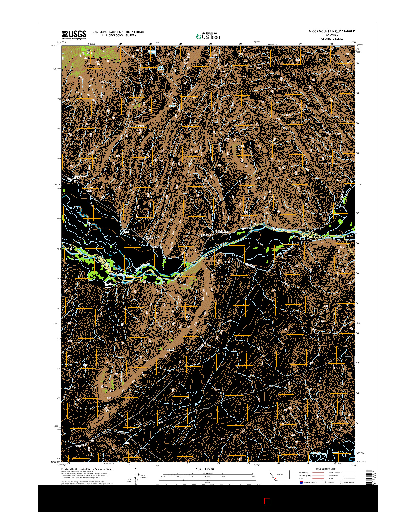 USGS US TOPO 7.5-MINUTE MAP FOR BLOCK MOUNTAIN, MT 2014